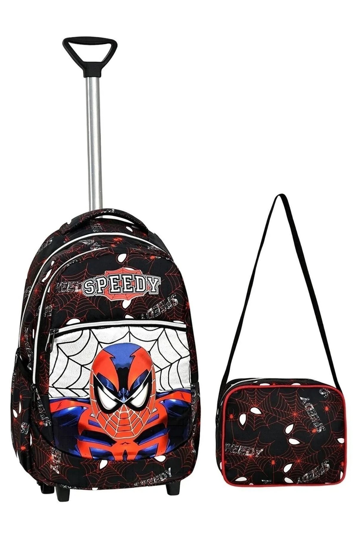 ATHLETIC Okul Çekmeli Okul Çantası Çekçekli Okul Çantası Erkek Tekerlekli Okul Çantası Örümcek Spider Desen