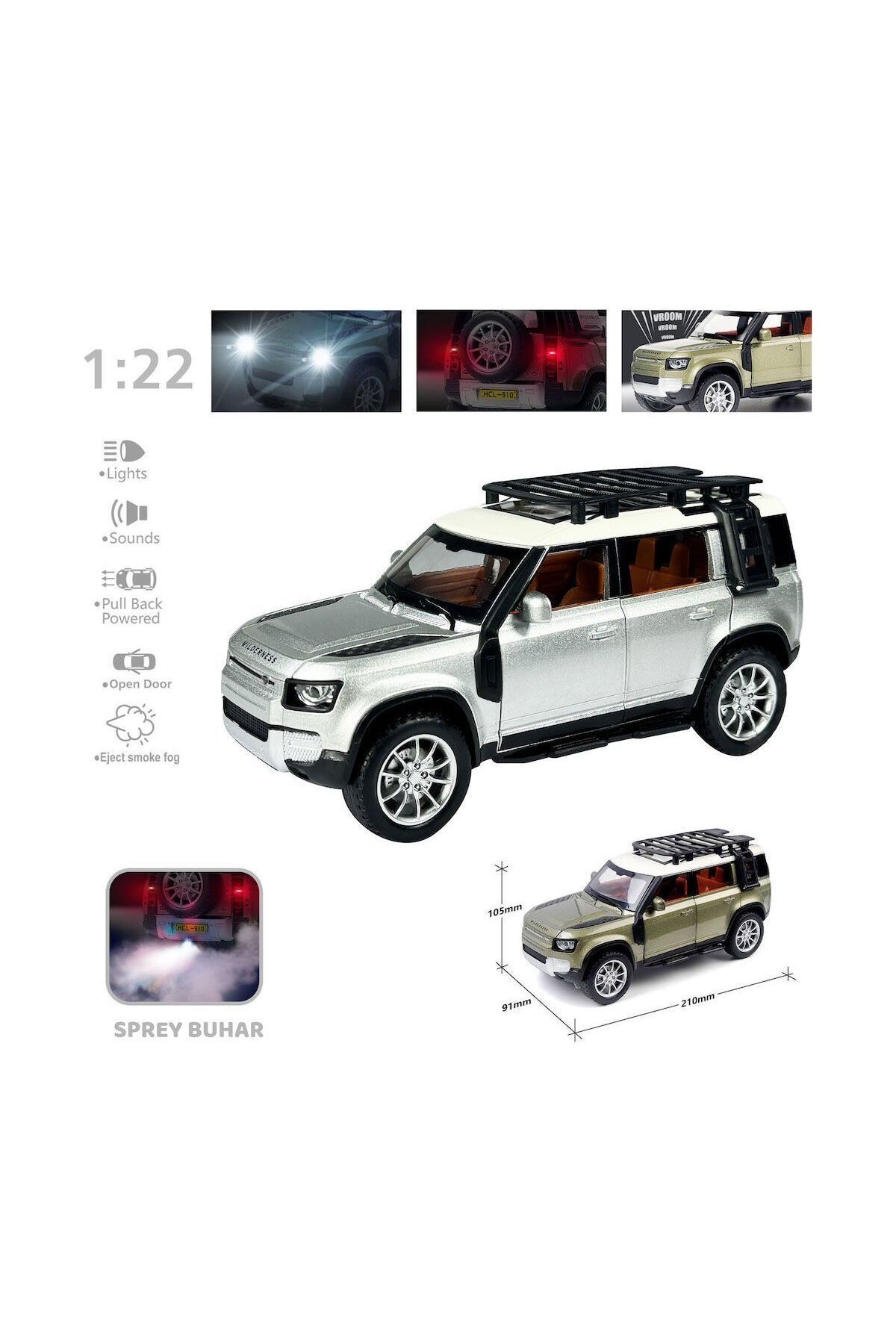 melfxxl eticaret HCL-510A Çek Bırak 1:22 Sesli Ve Işıklı Buharlı DF Metal Jeep