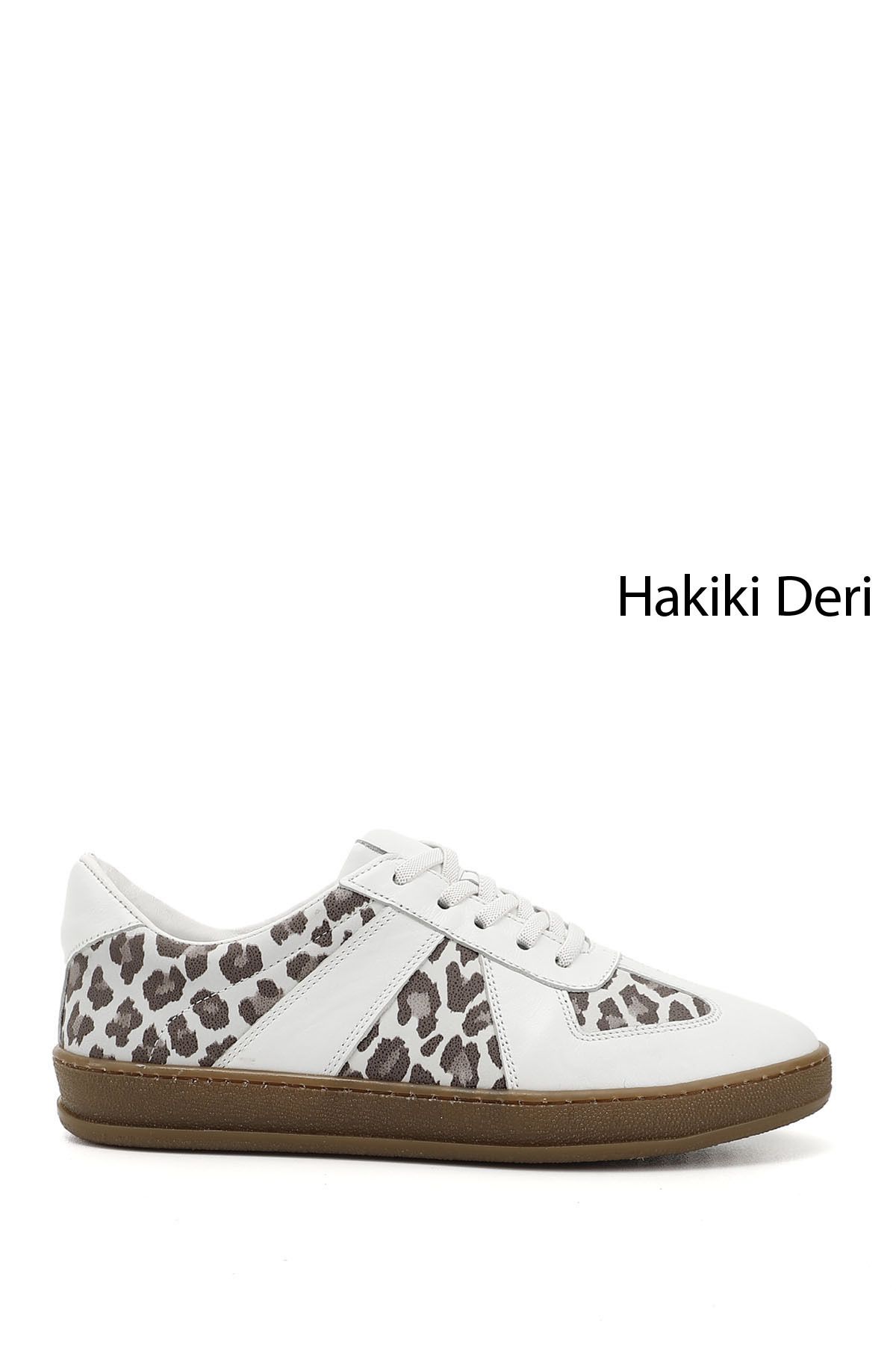 GÖNDERİ(R) Kadın / Kız Beyaz Lastik Bağcıklı Hakiki Deri Sneaker