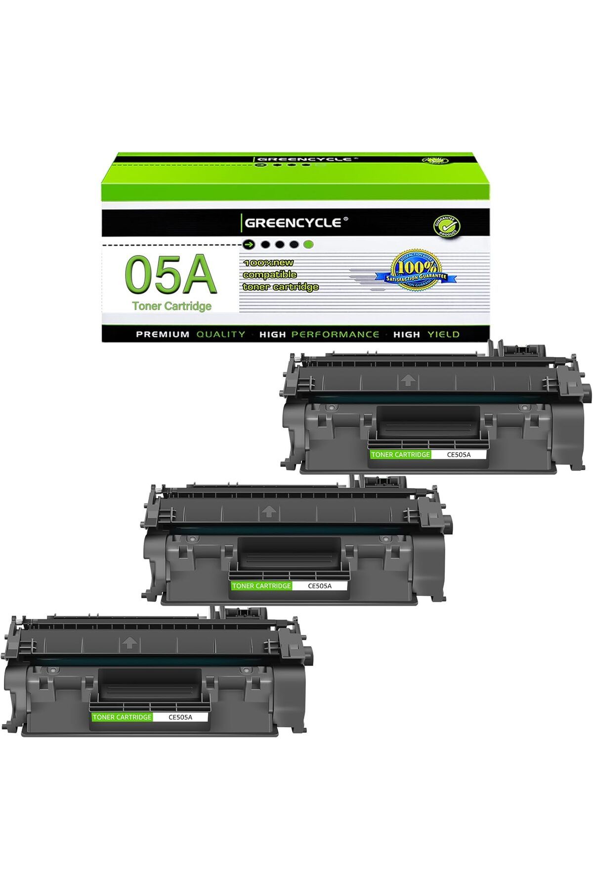 HP *YA-DE TONER* Laser Jet P2055dn P2055 P2035n P2035 P2055x P2050 Series Printers (Black, 3 Pack)