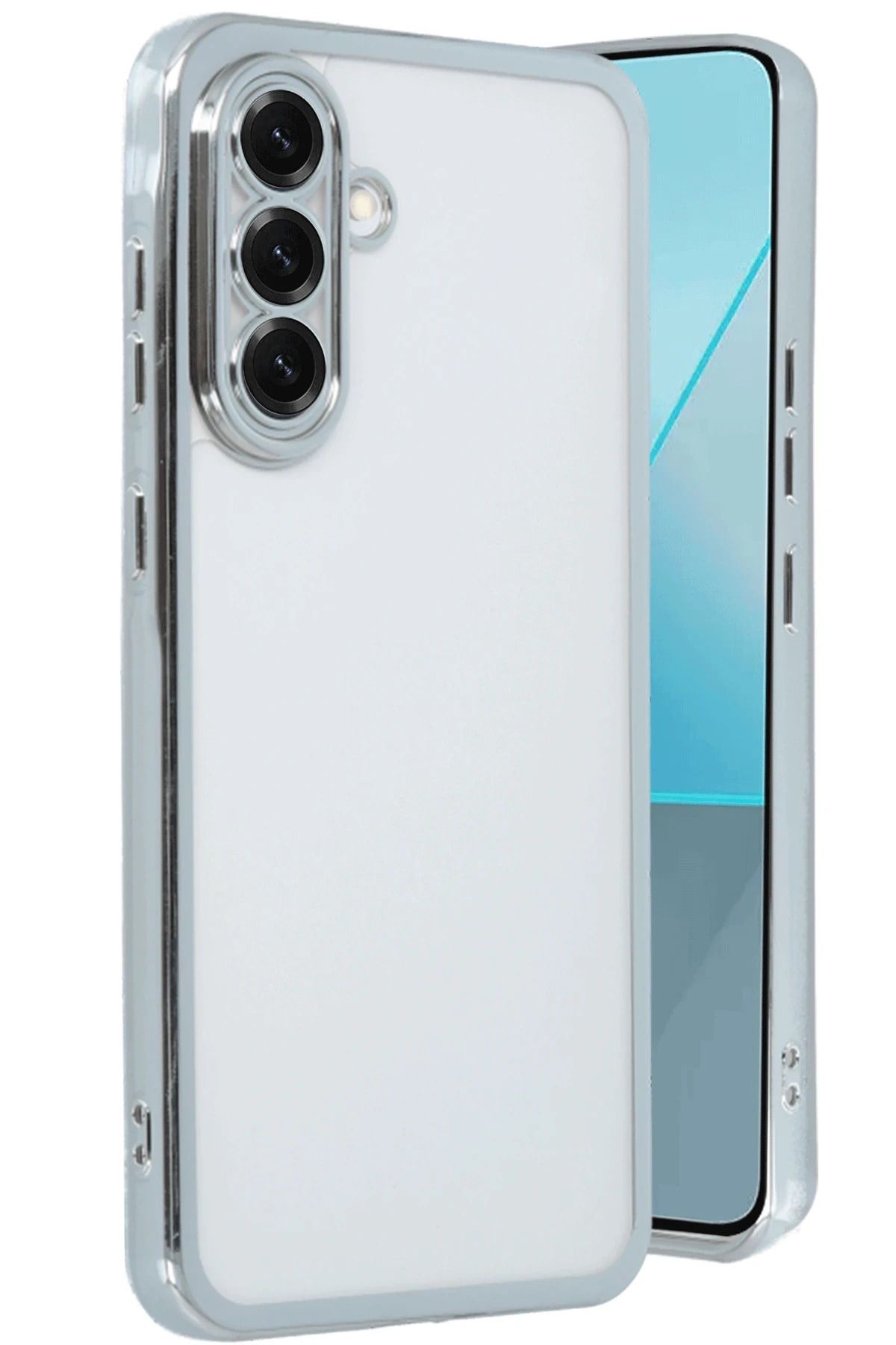 NewFace Samsung Galaxy A56 Kılıf Lensli Silikon - Gümüş MRAYD