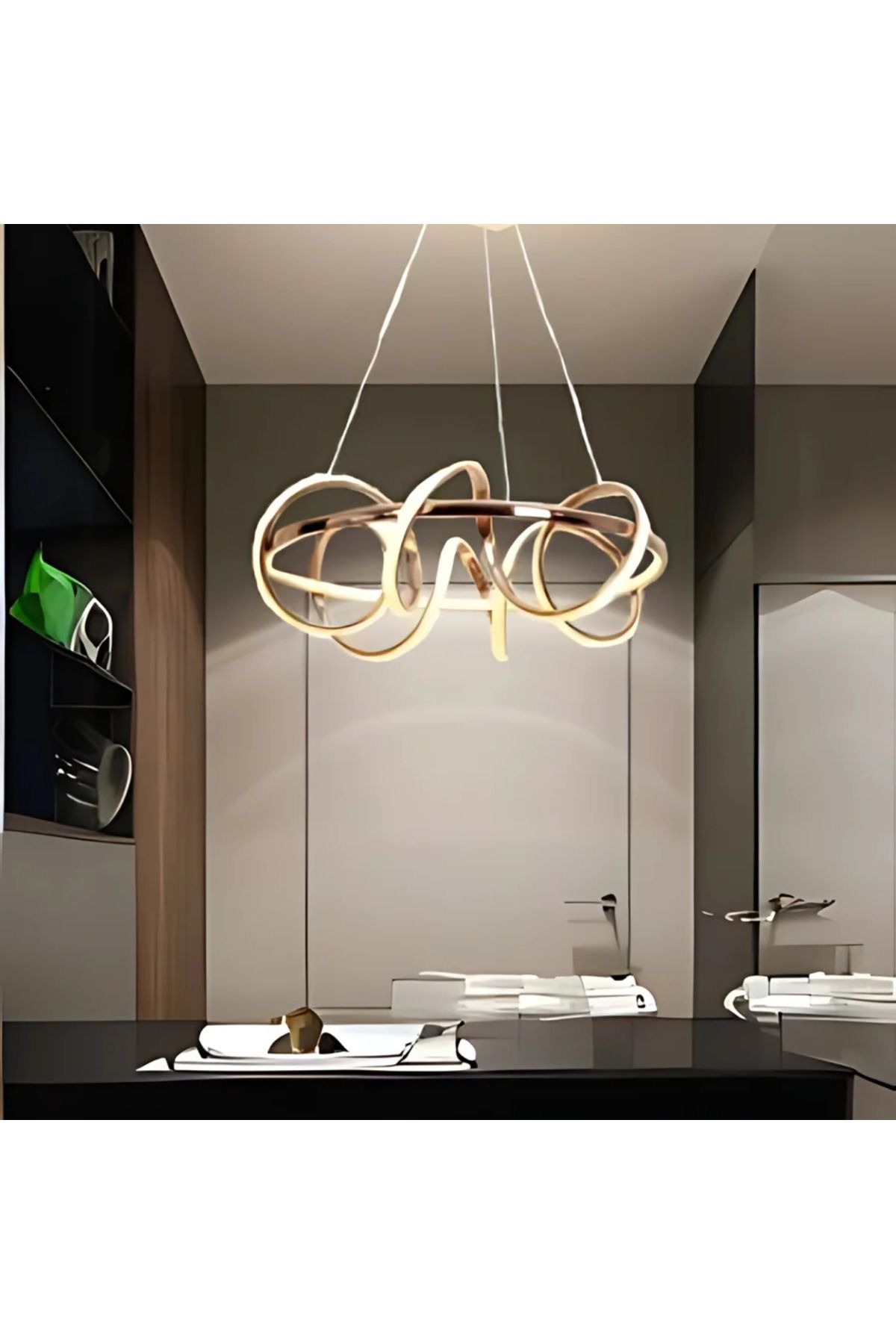 Elektroyou Flora Gold 3 Renk Ledli Modern Özel Tasarım Sarkıt Led Avize