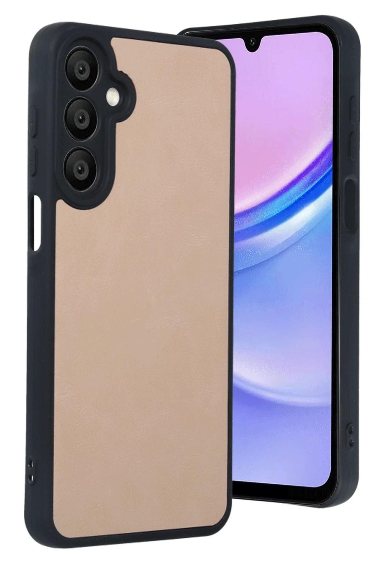 NewFace Samsung Galaxy A55 5G Kılıf Aras Deri Kapak - Pudra MRAYD