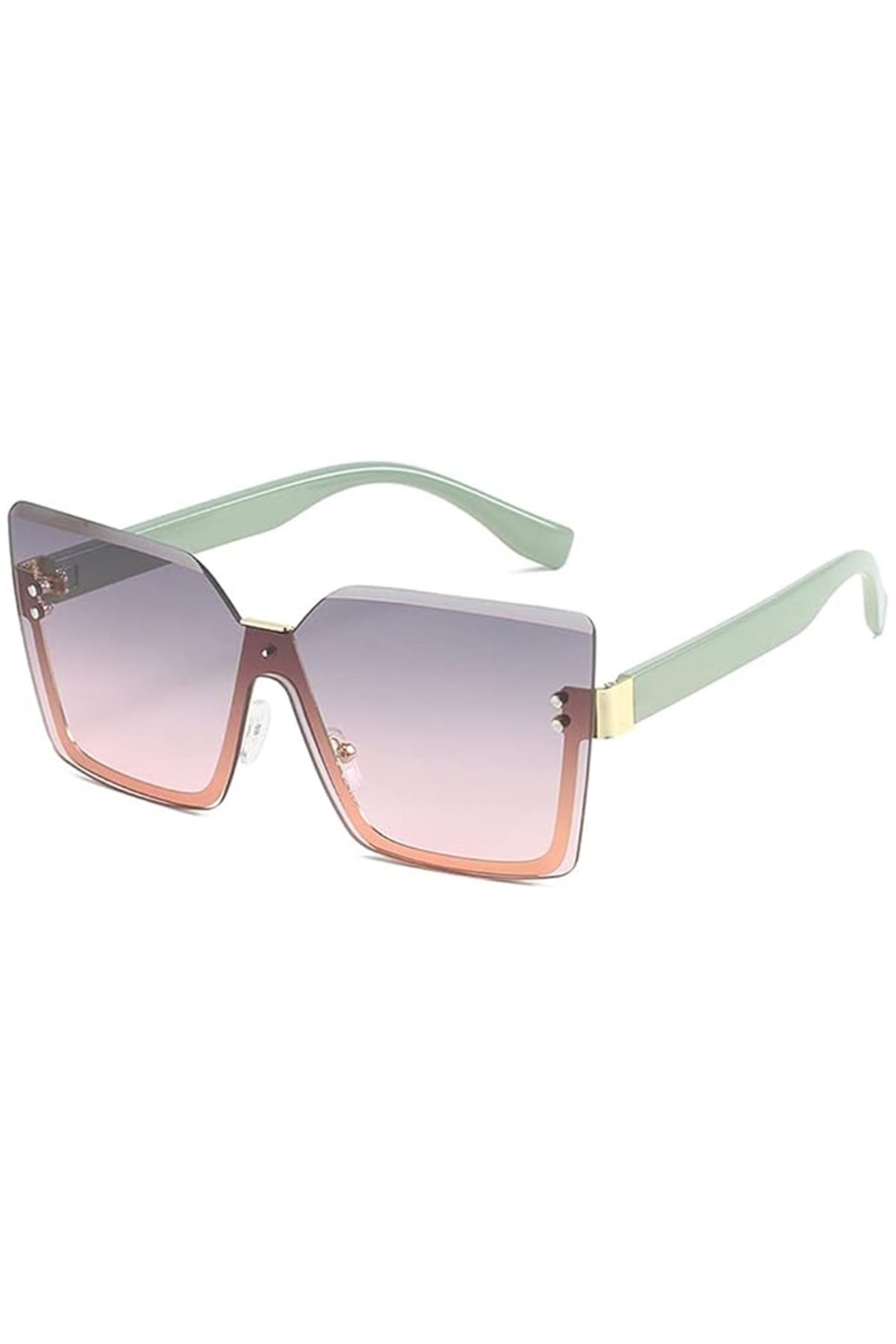 REDz Accessories Ochelari De Soare Cu Ramă Semi-ramă, Ramă Semi-ramă, Protecție Uv400, Brațe Verzi, Lentile Gri-roz Femeie - One Size