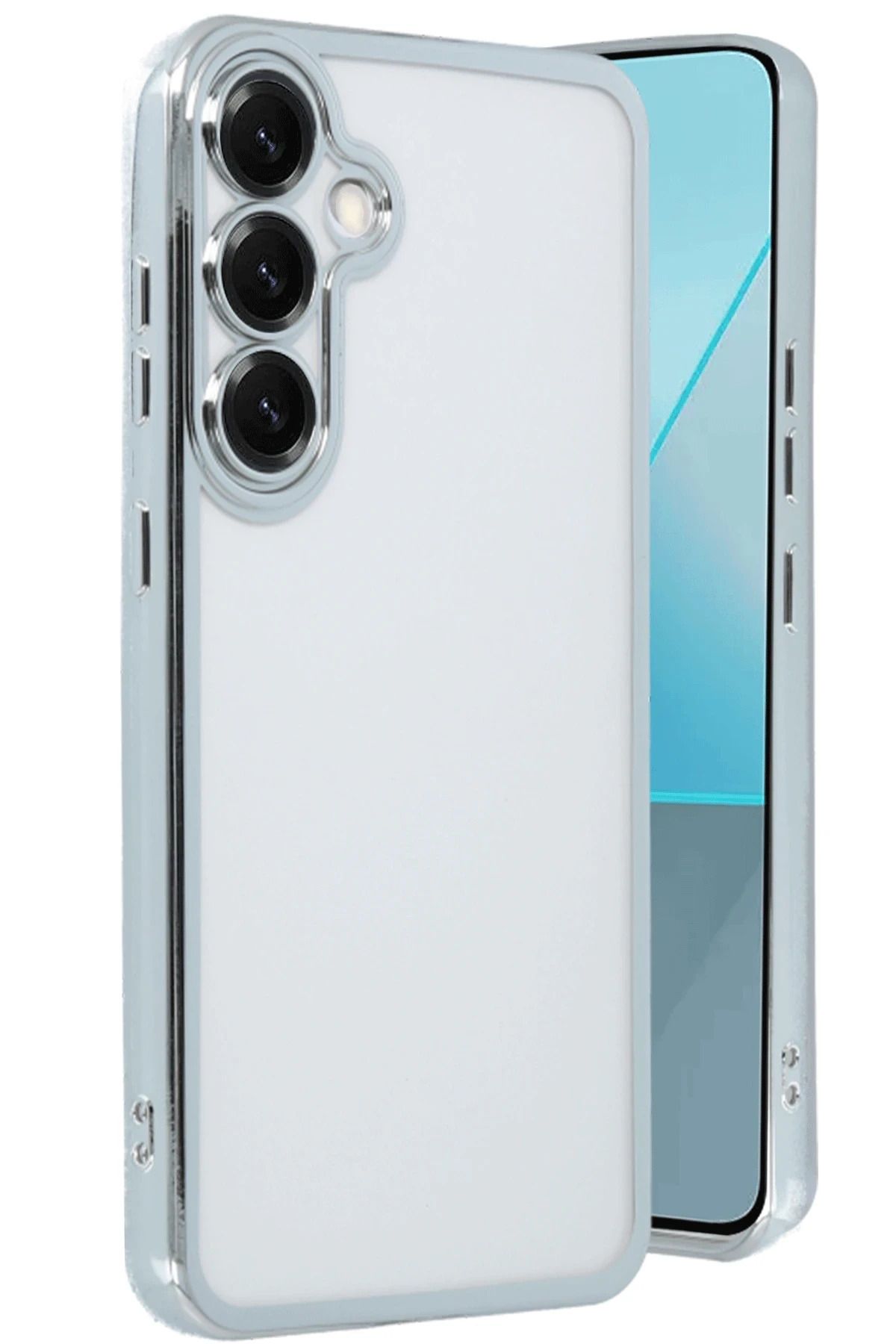 NewFace Samsung Galaxy S25 Plus Kılıf Lensli Silikon - Gümüş MRAYD