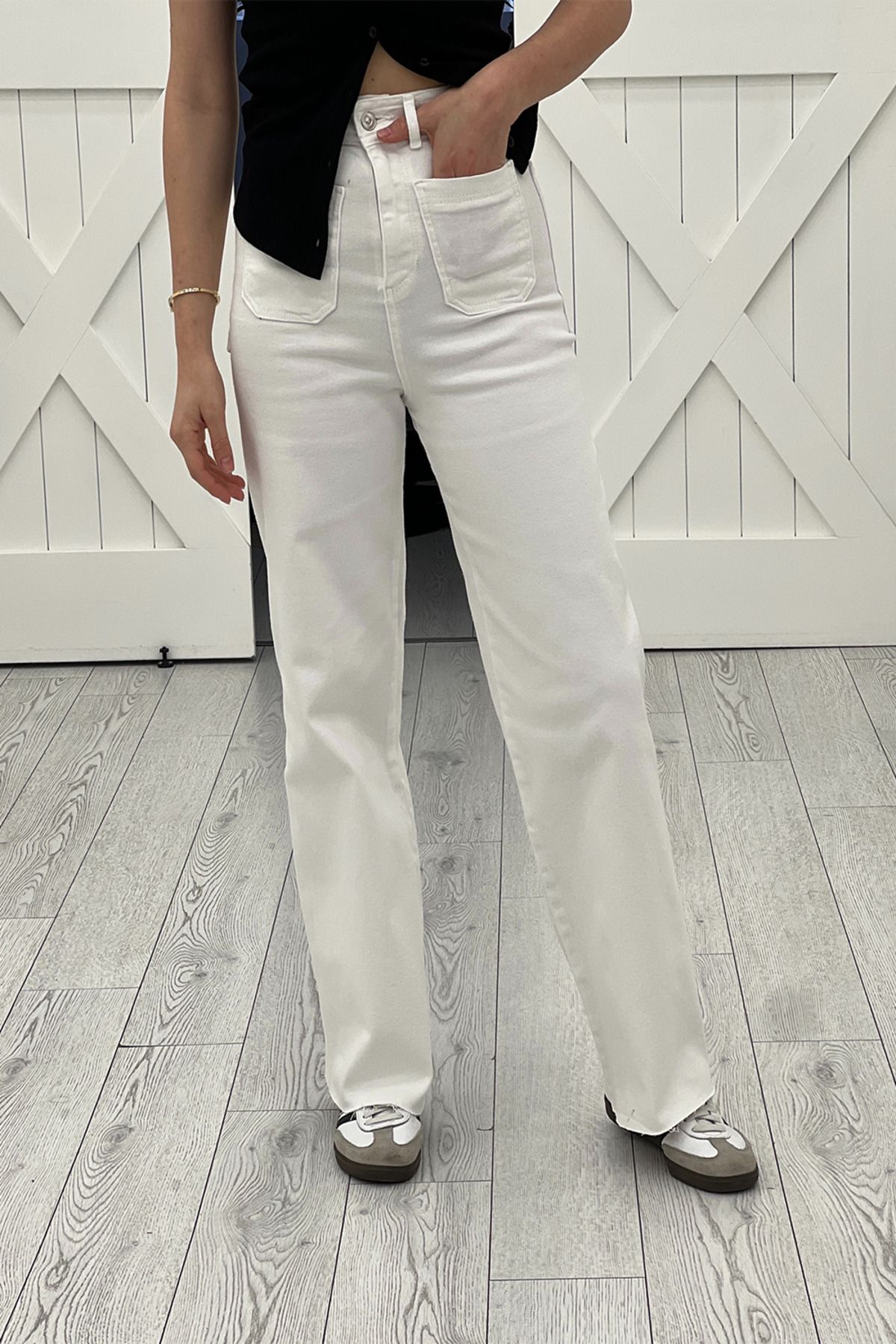 Act Pepicino Kids&Boutique Beyaz Cep Detay Jean Pantolon 2778