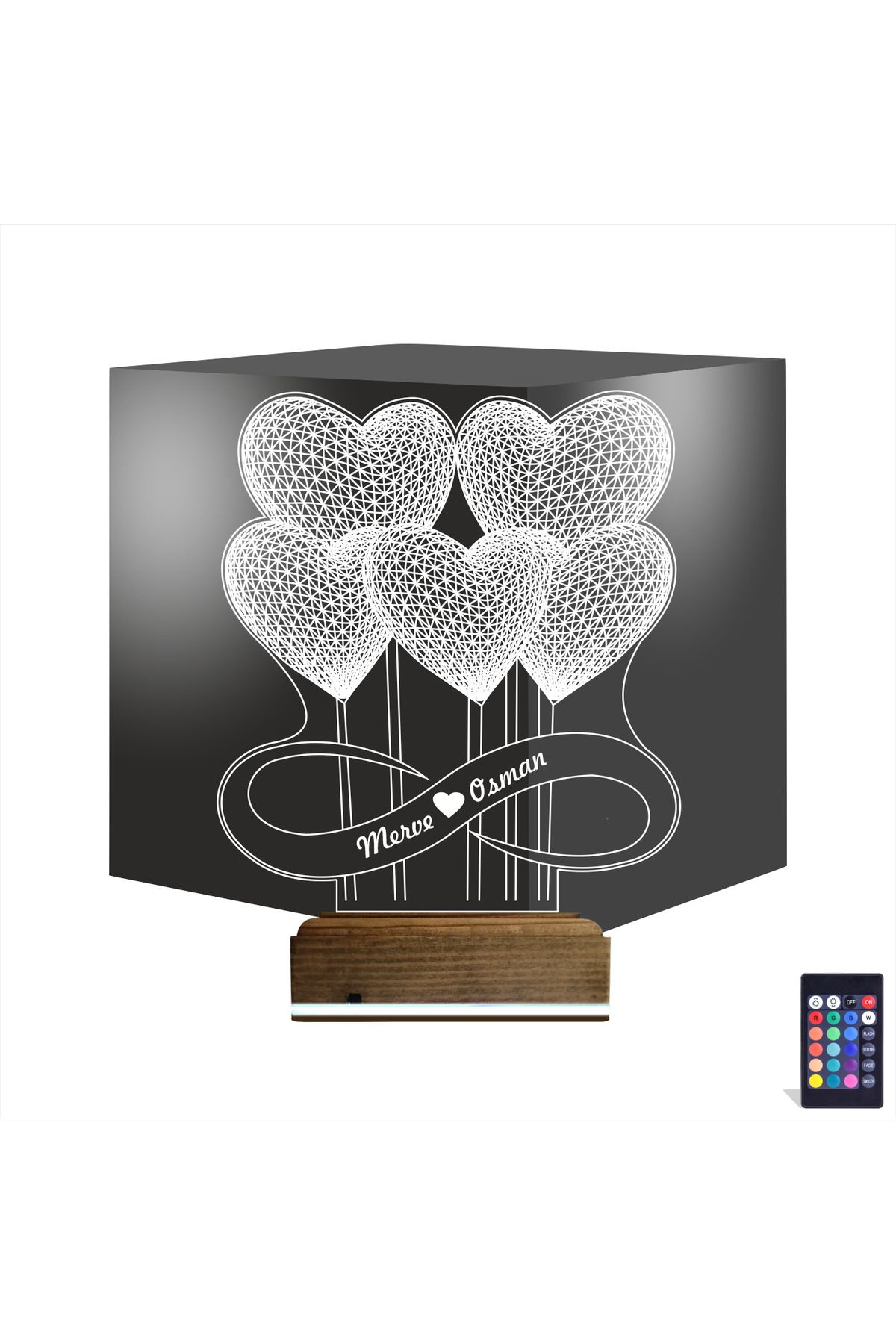 Kirppi 3d Lamba Kalp Sevgiliye Hediye V17 Kişiye Özel Masa Gece Lambası