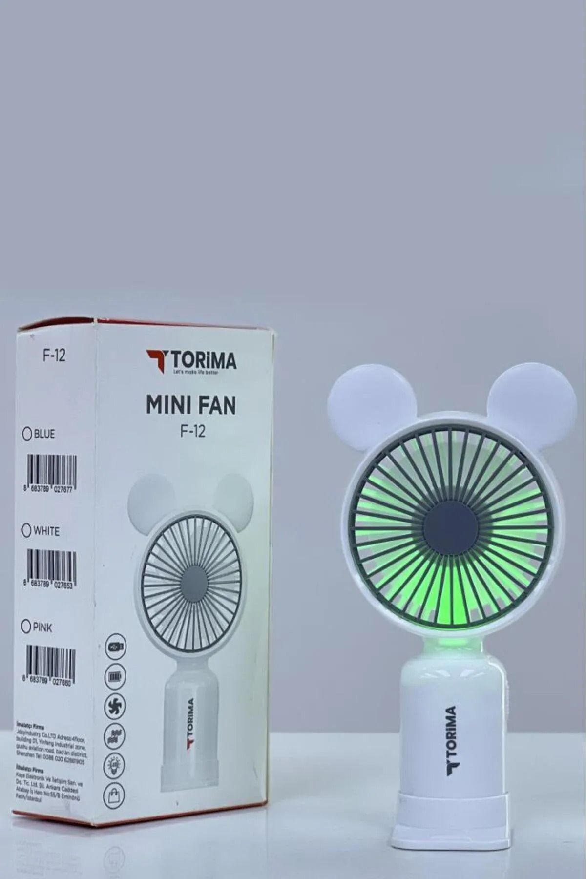 MASLİNG El fanı masa fanı Mini Taşınabilir Fan Şarjlı 2 Kademeli Ledli Ayıcık Vantilatör Klima Soğutucu