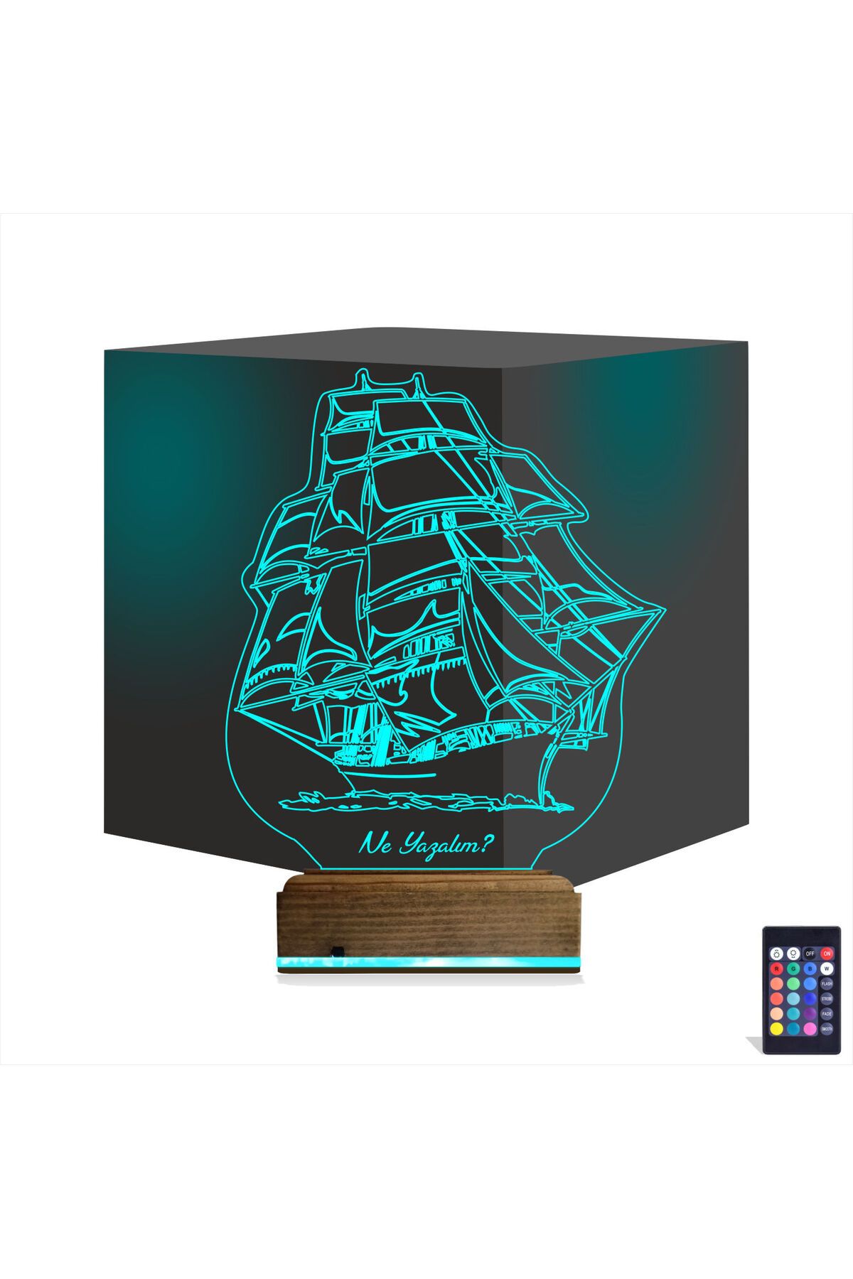 Kirppi 3d Lamba Gemi Kaptan V2 Kişiye Özel Masa Gece Lambası