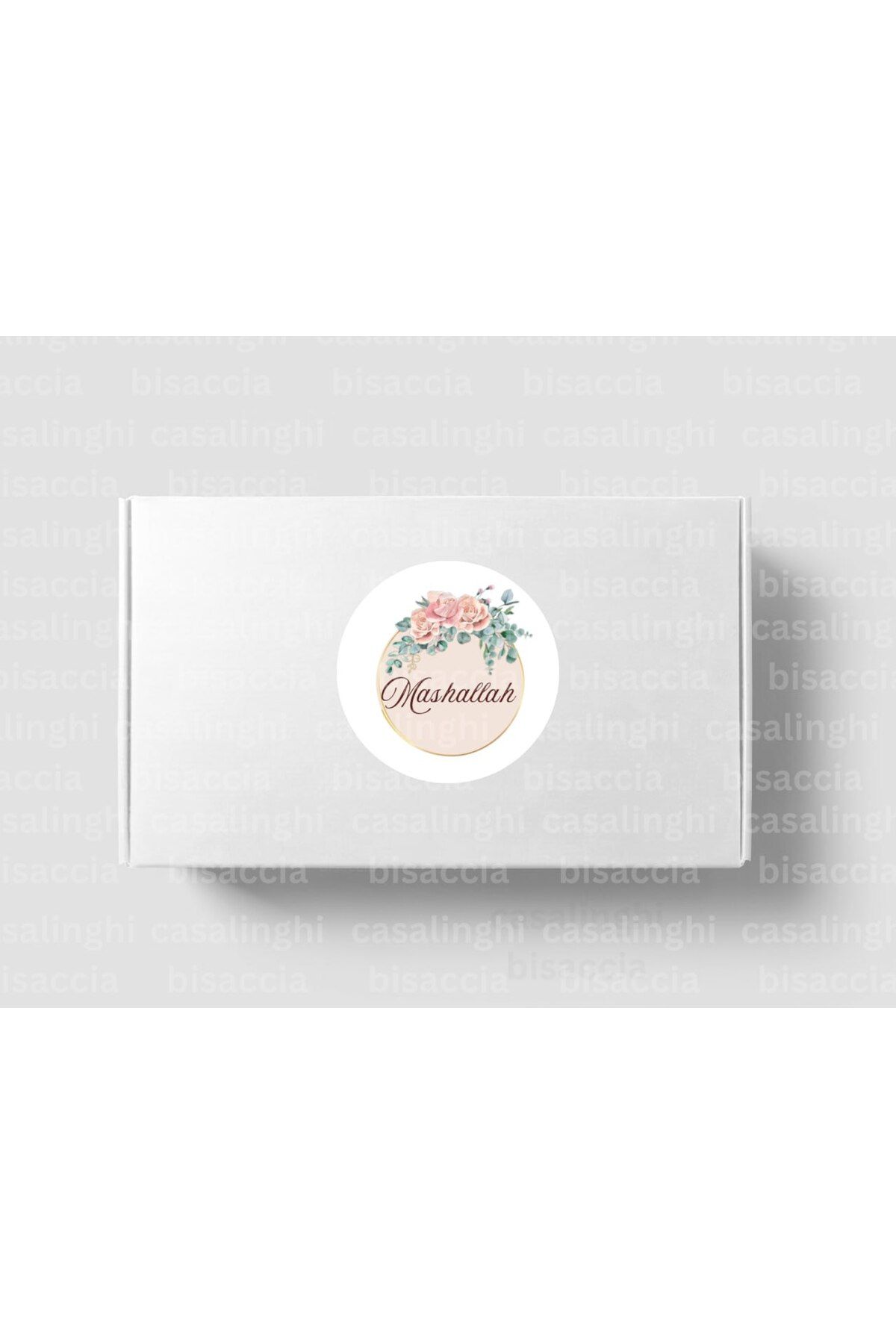 CASALINGHI Çiçek Desenli Mashallah Etiketi Yuvarlak Mat Sticker Bebek Partisi Kutlama Mevlit 4 Cm (90 Adet)