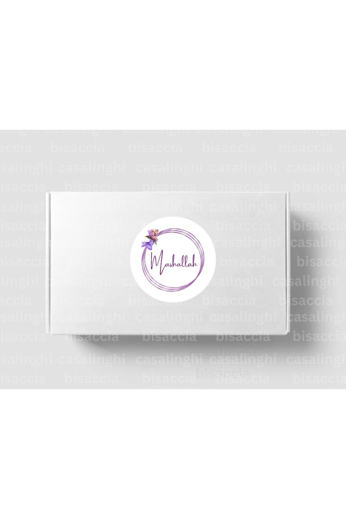 CASALINGHI Mashallah Etiketi Yuvarlak Mat Sticker Mor Çiçekli Bebek Partisi Kutlama Mevlit 4 Cm (90 Adet)