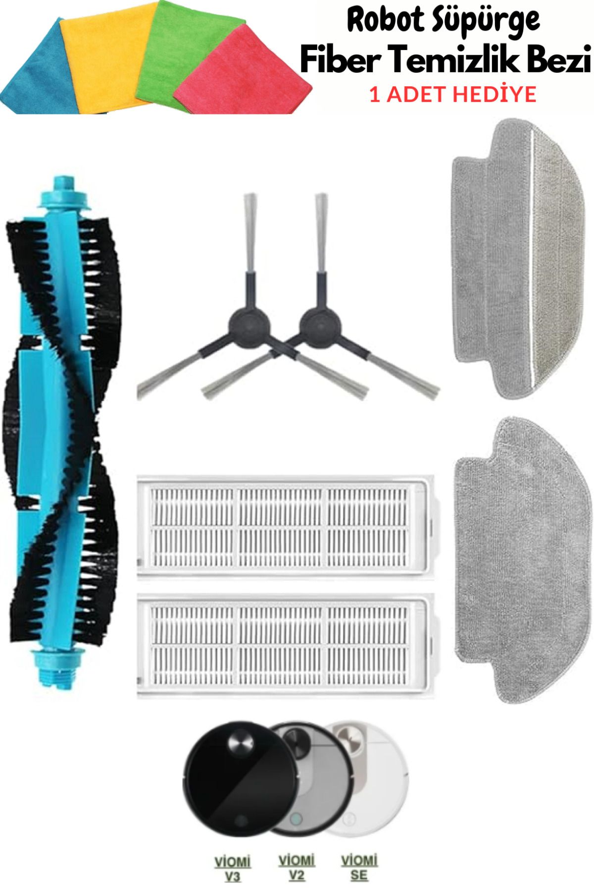 Xiaomi Viomi SE V2 V2 Pro V3 Robot Süpürge Uyumlu Hepa Filtre,Fırça Seti
