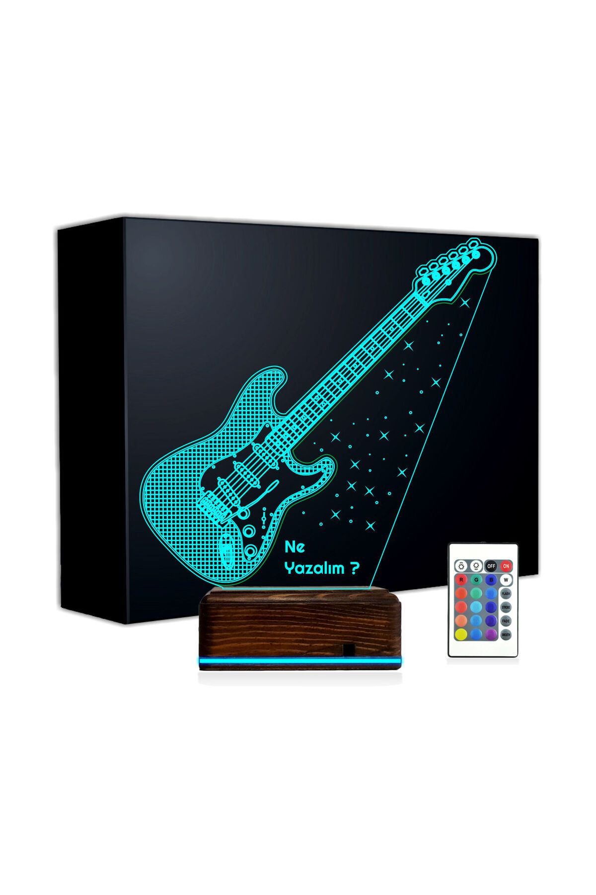 Kirppi 3d Lamba Elektro Gitar Gitarist Rock Müzik Kişiye Özel Masa Gece Lambası-1