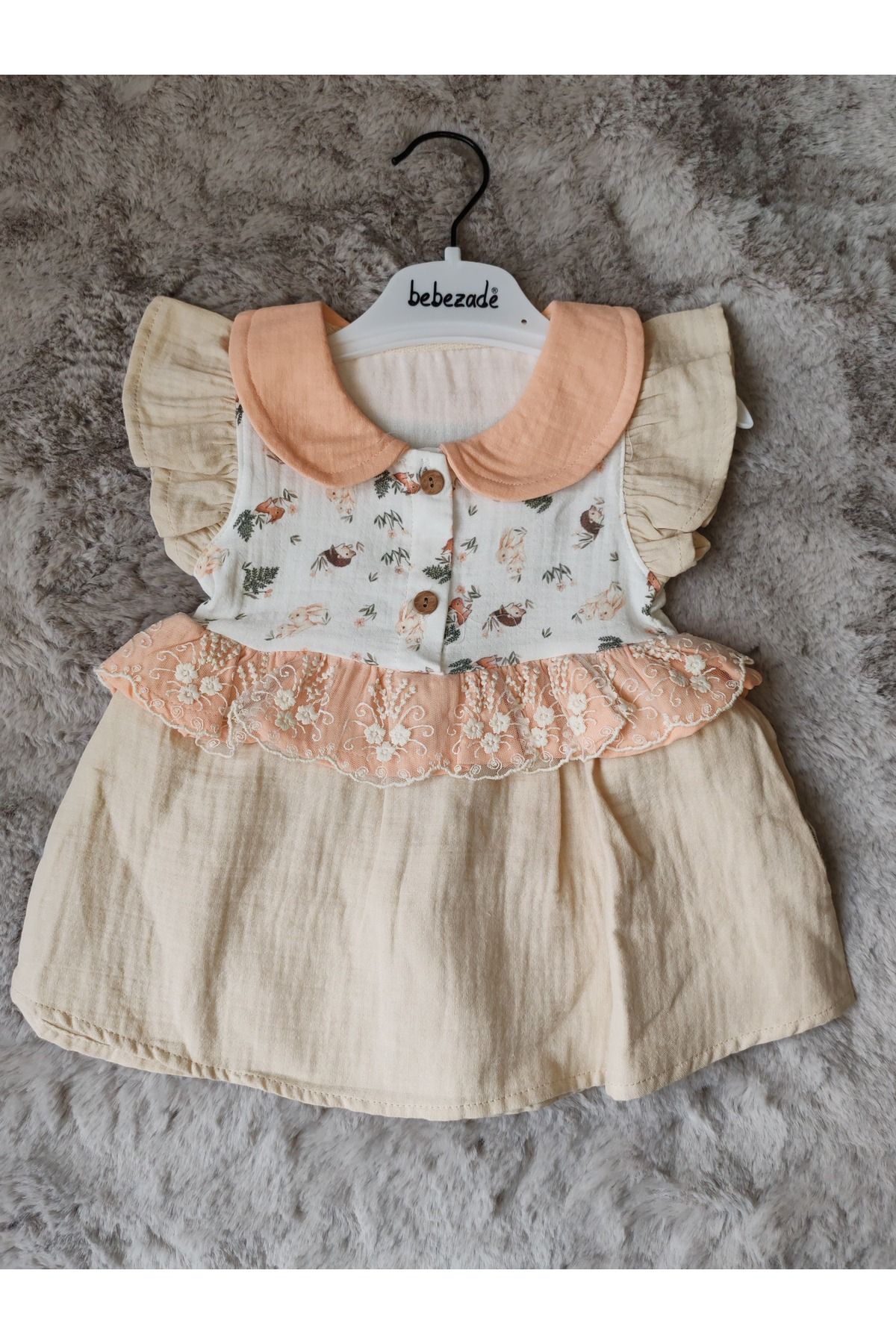 Bebezade 6-24 Ay Rabbit Desenli Kız Bebek Elbise