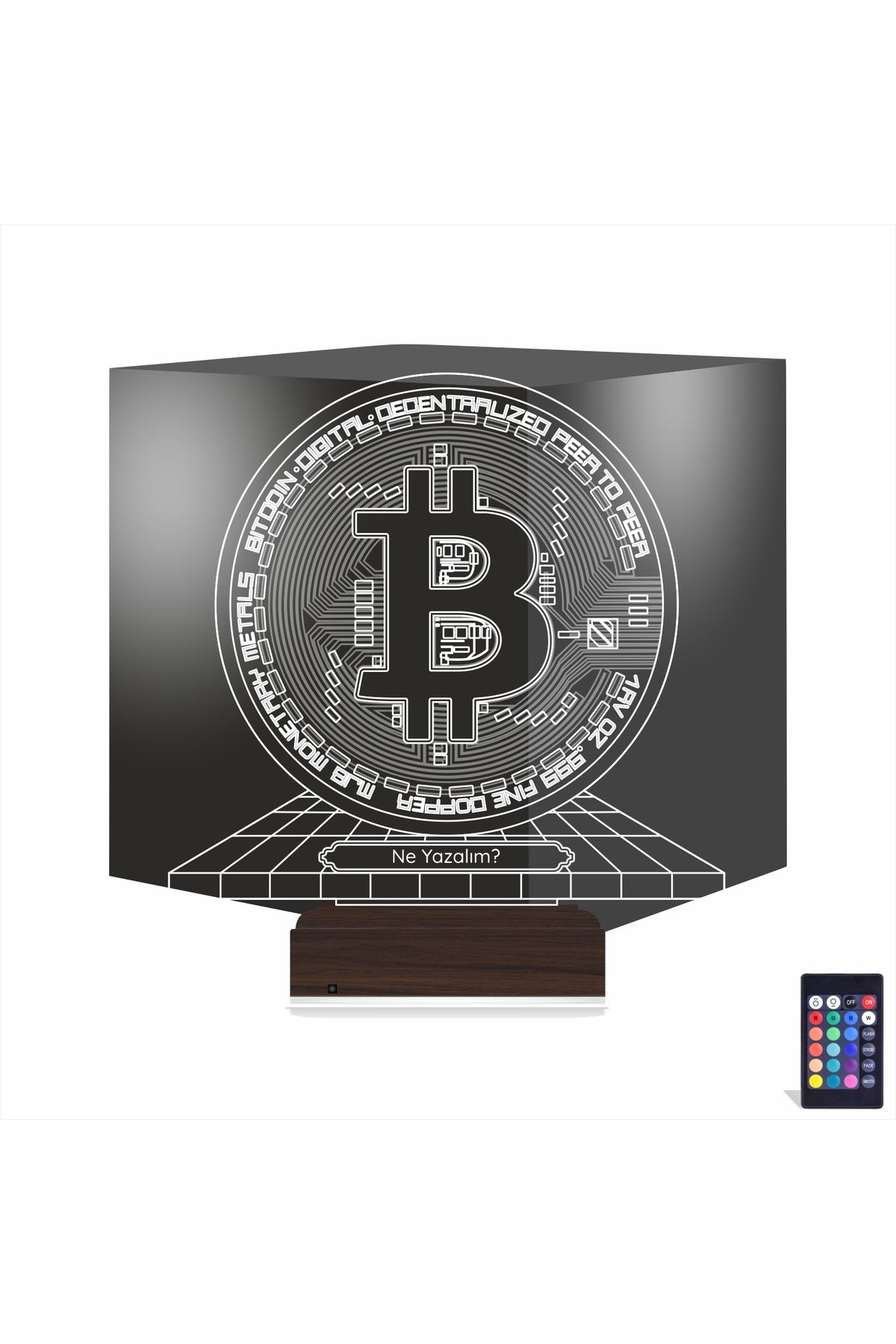 Kirppi 3d Lamba Bitcoin Kripto Para BTC Kişiye Özel Masa Gece Lambası