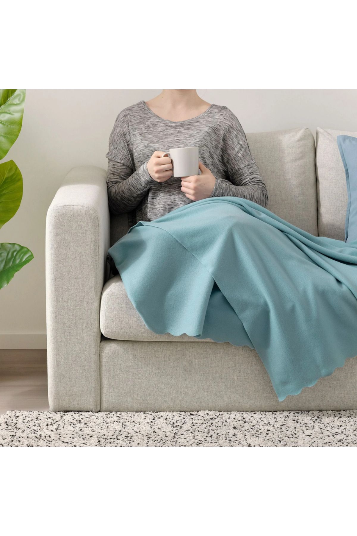 IKEA Thorgun Örtü Açık Mavi 120X160 Cm