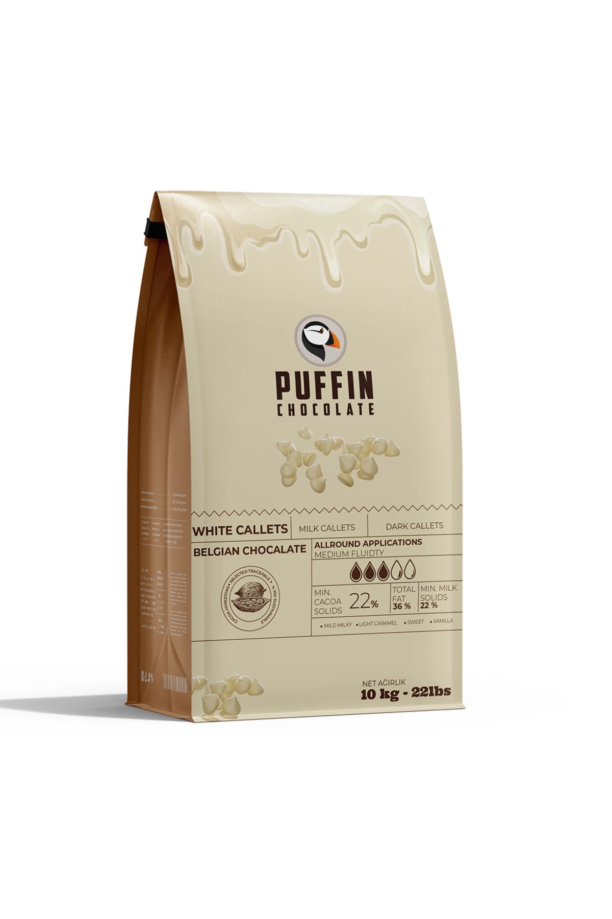 PUFFIN Orijinal Callebaut Üretimi Fil Dişi Beyaz Belçika Çikolatası 10 Kg - Yeni Ürün