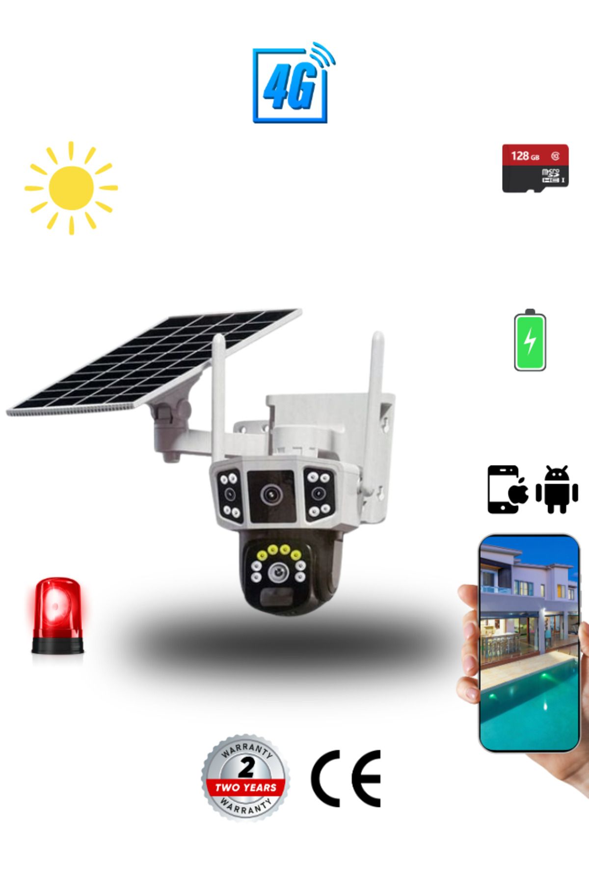 UMSN 6 MP (3+3) | Güneş Enerjili | 4G Sim Kartlı | 360° 10X Zoom | Akıllı Güvenlik Kamerası