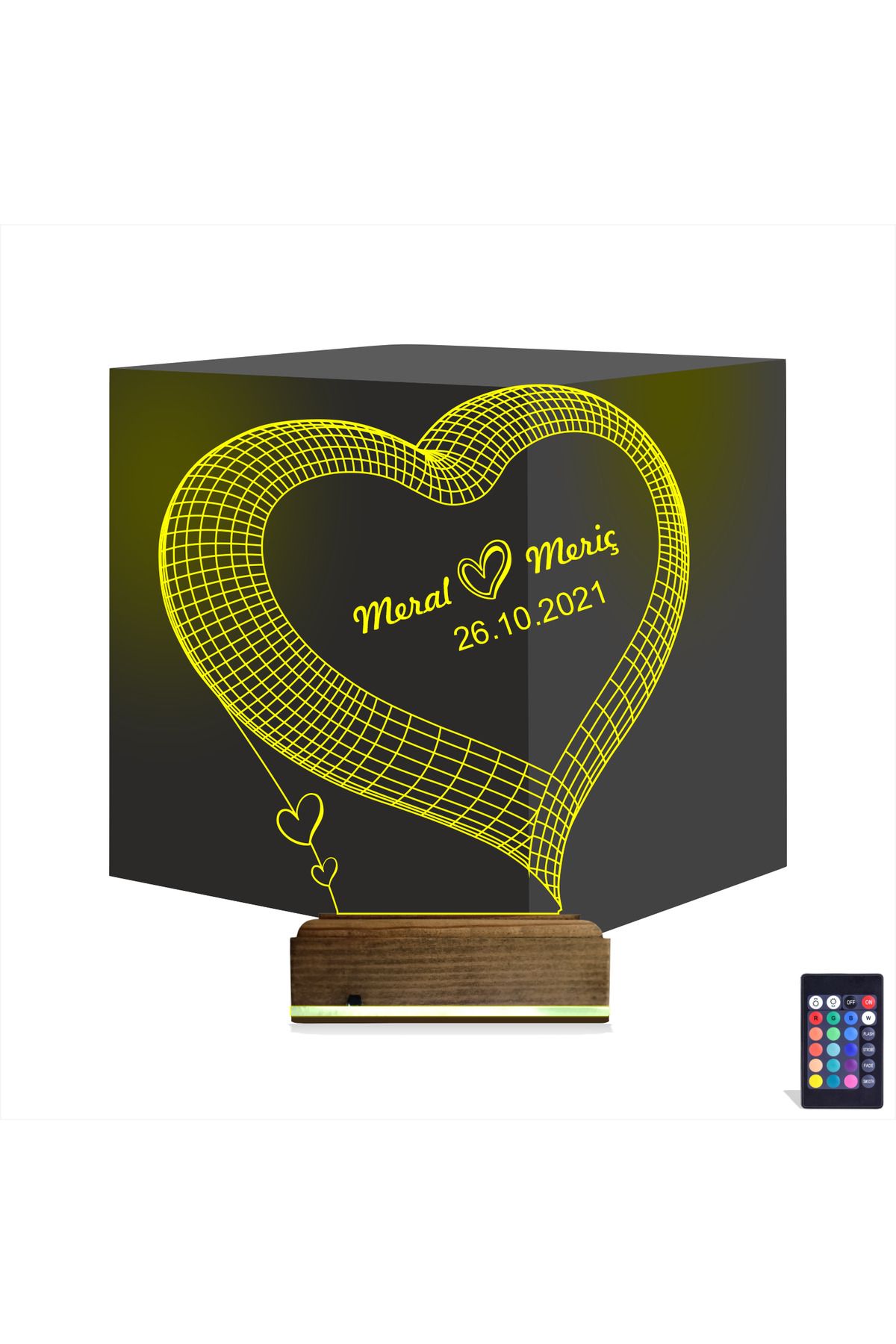 Kirppi 3d Lamba Kalp Sevgiliye Hediye V9 Kişiye Özel Masa Gece Lambası