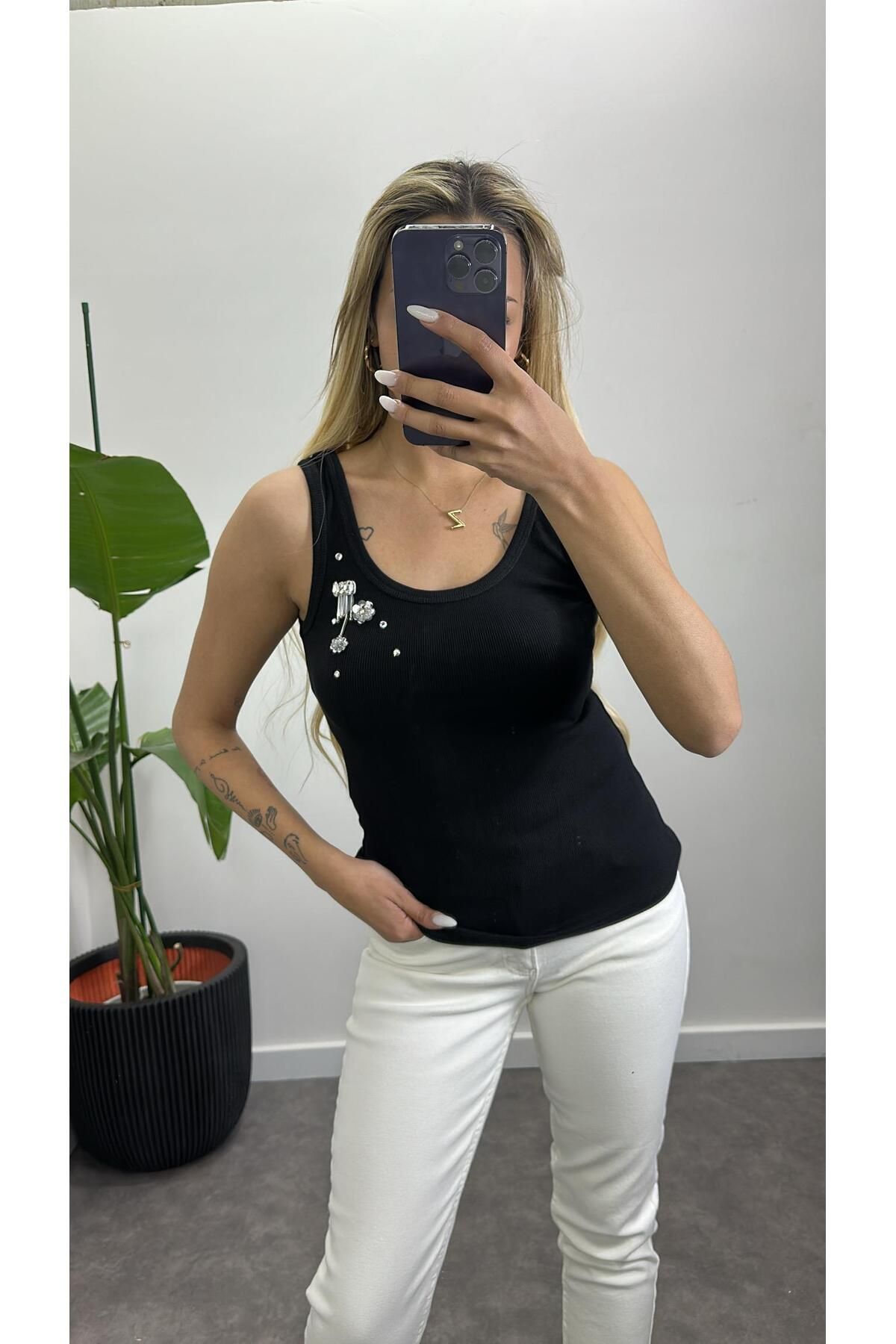 Acar Boutique Taşlı Ribana Atlet