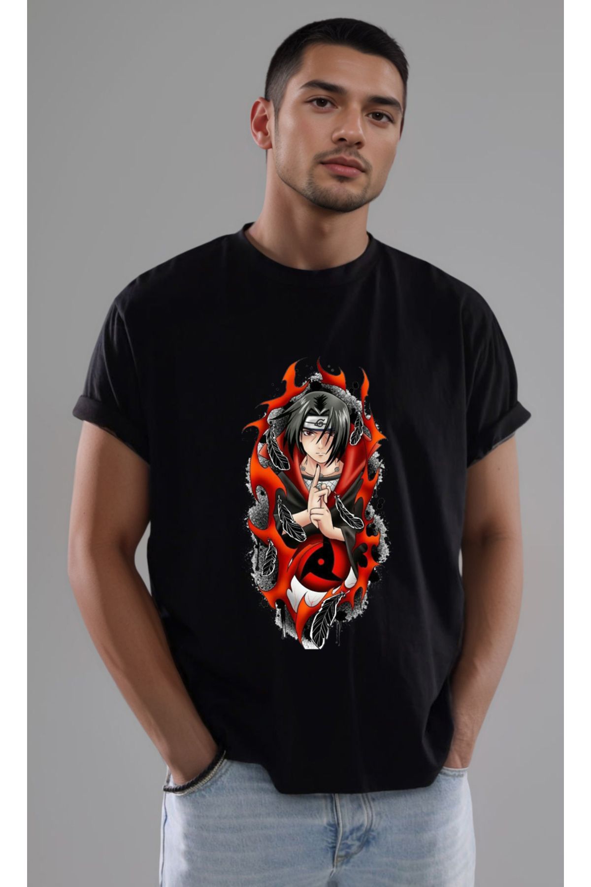 petite pati Naruto Sasuke Baskılı Unisex Tshirt