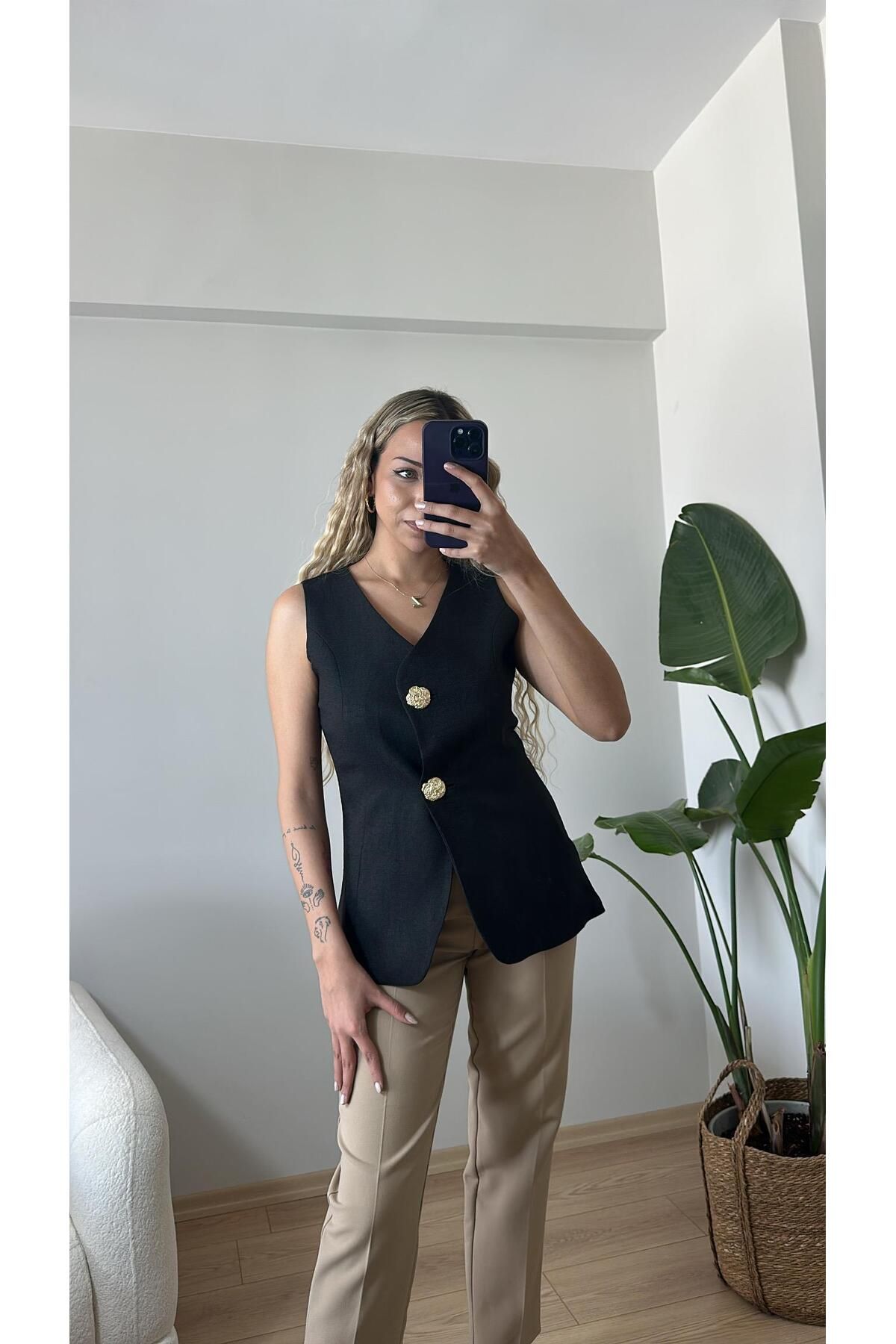 Acar Boutique Tasarım Düğmeli Yelek