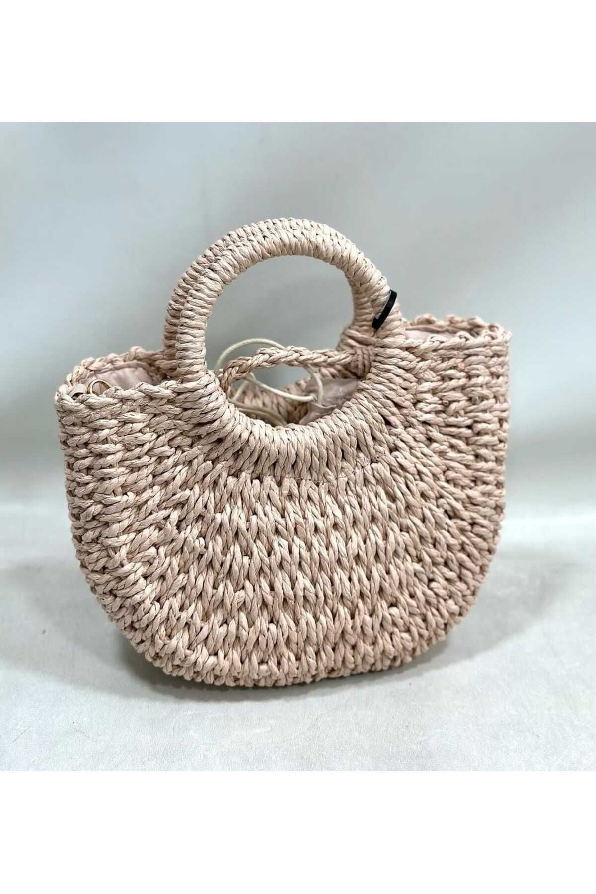 ZeynepKeskinDesign Yeni Sezon Kadın Hasır Omuz Çantası, Plaj Çantası, Kadın El Çantası