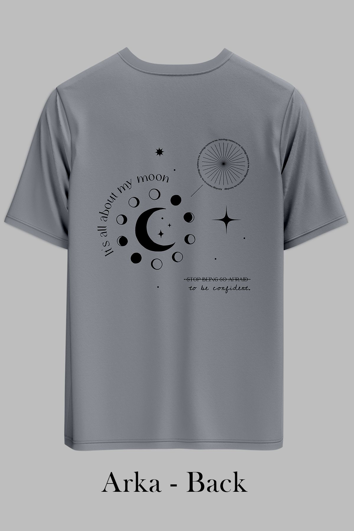 OXVİN MOON PHASES Sırt Baskılı OVERSİZE Unisex T-Shirt (BOL KALIP)