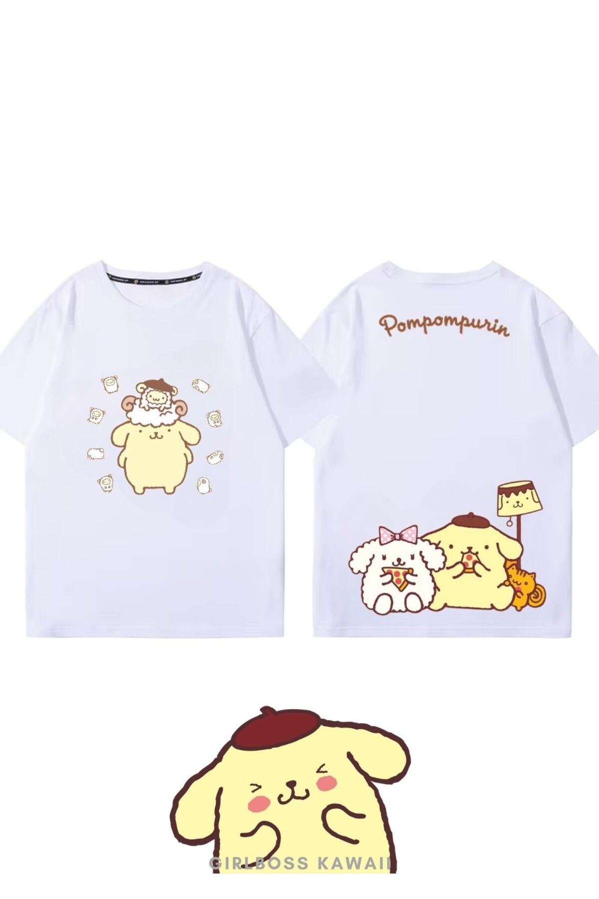 Girlboss Kawaii Girlboss Pompompurin t-shirt çocuk ve büyük serisi 3 yaş- XXL beden aralığı unisex