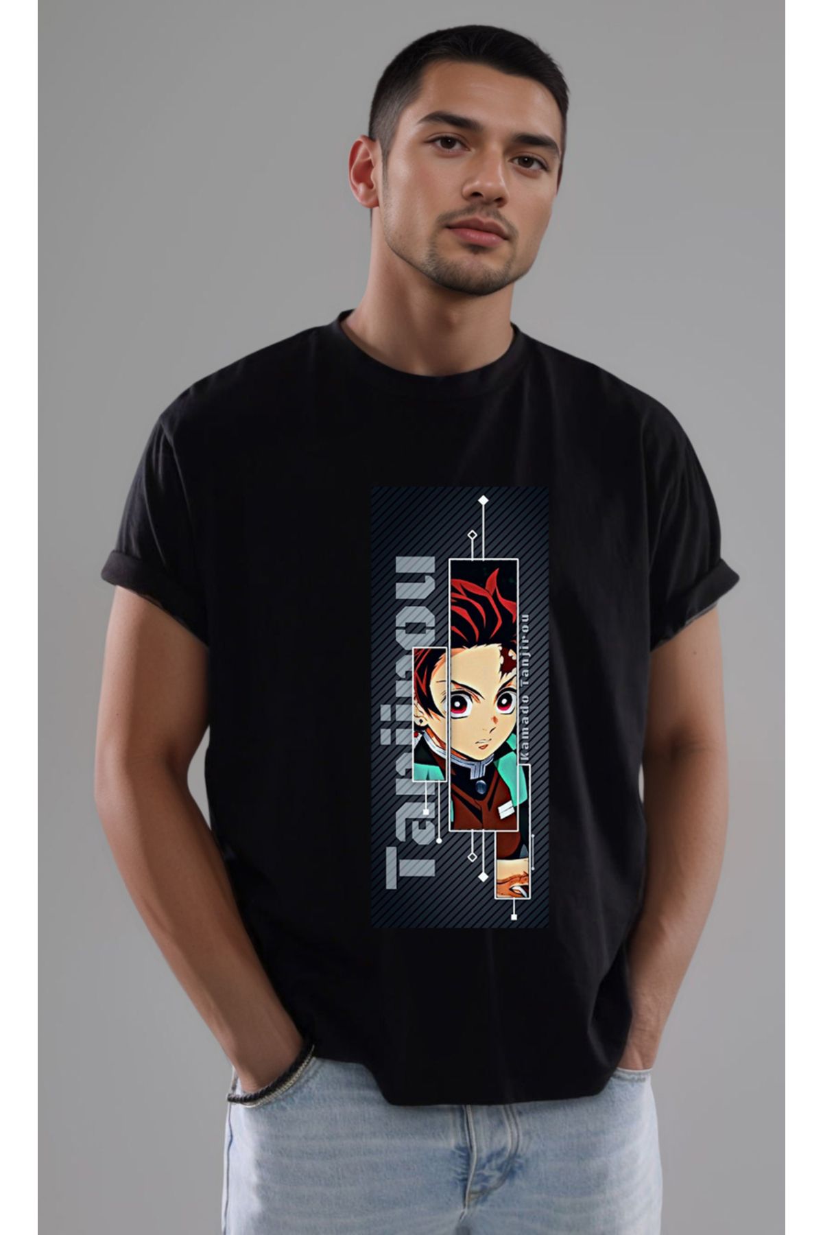 petite pati Demon Slayer Tanjiro Baskılı Unisex Tshirt
