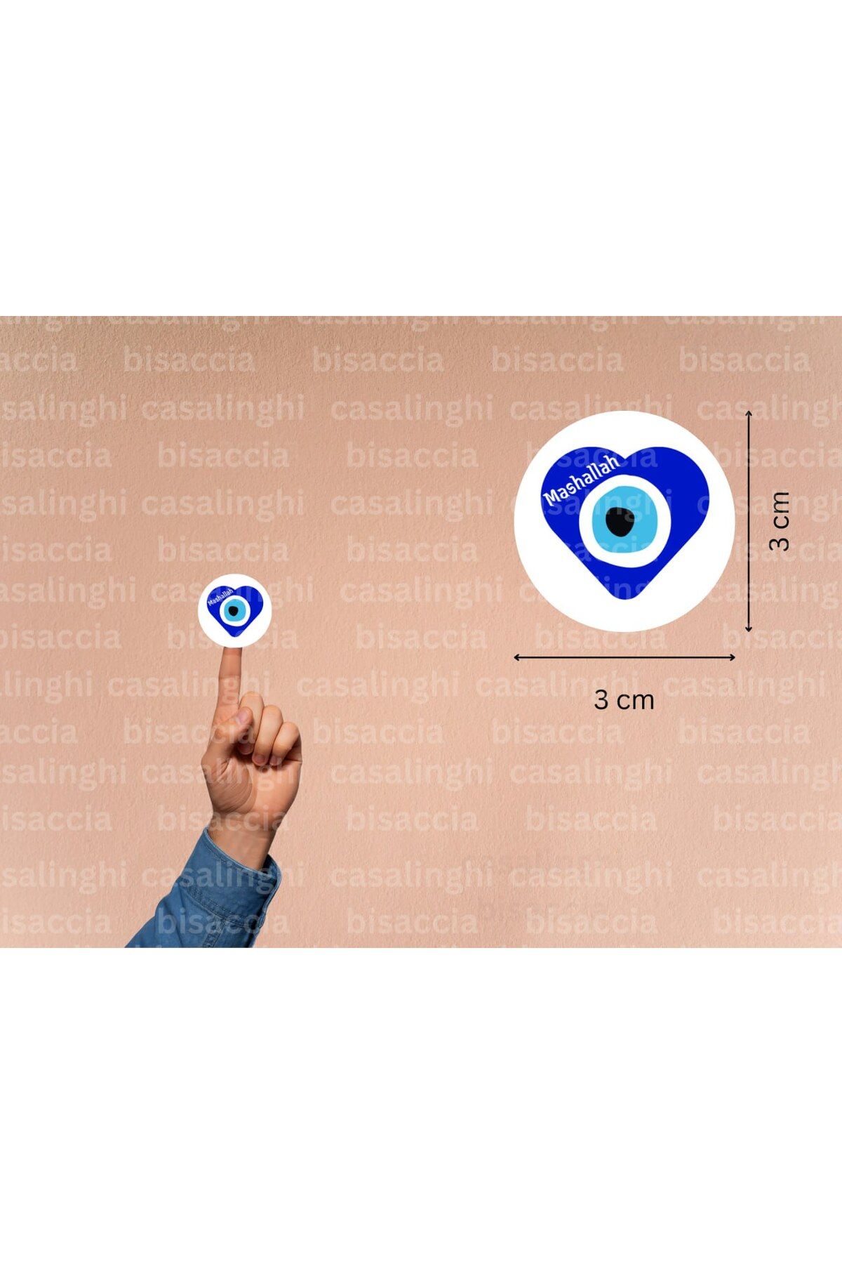 CASALINGHI Nazar Boncuklu Mashallah Etiketi Yuvarlak Mat Sticker Maşallah Nazar Değmesin 3 Cm (95 Adet)