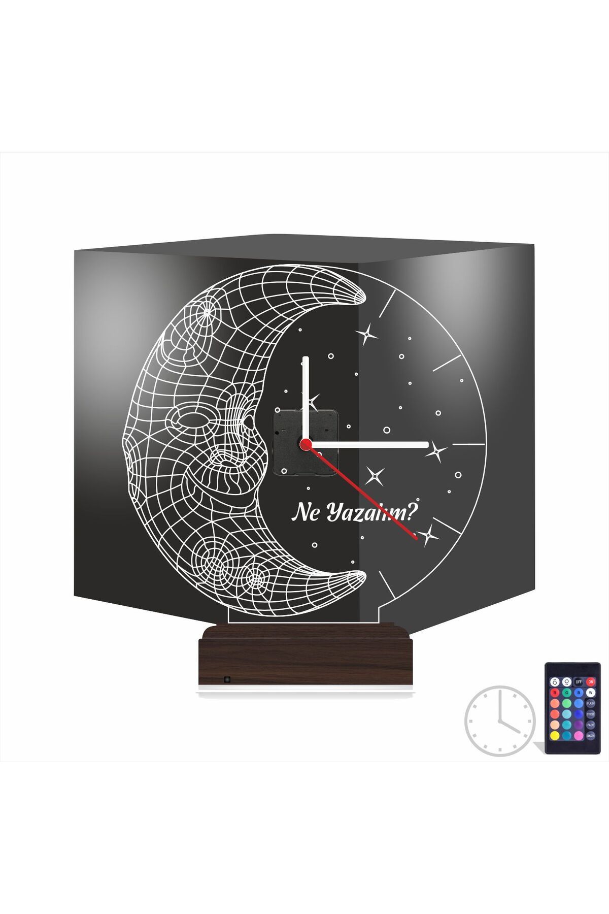 Kirppi 3d Saat Lamba Ay Dede Çocuk Odası Hediye Kişiye Özel Masa Gece Lambası