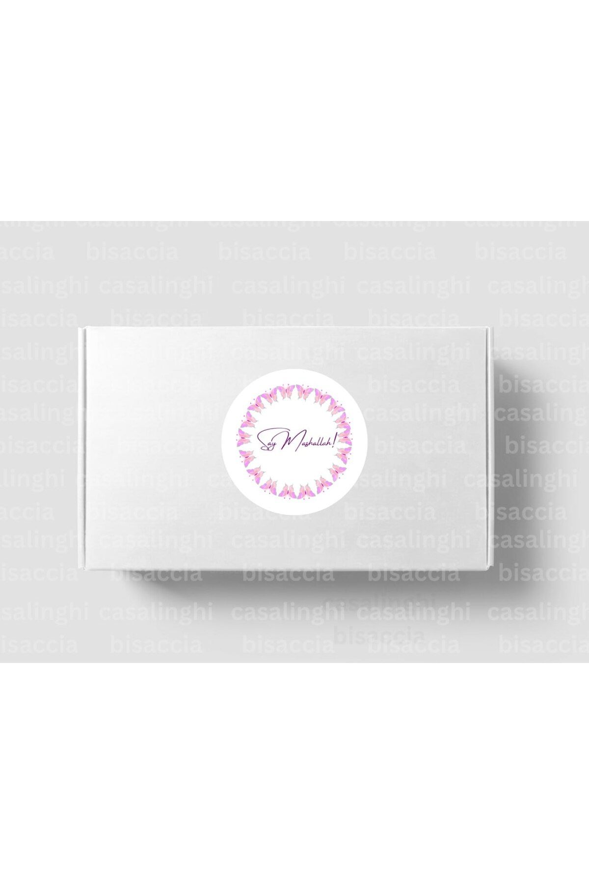 CASALINGHI Pembe Say Mashallah! Etiketi Yuvarlak Mat Sticker Maşallah De Nazar Değmesin Kutlama 4 Cm (90 Adet)