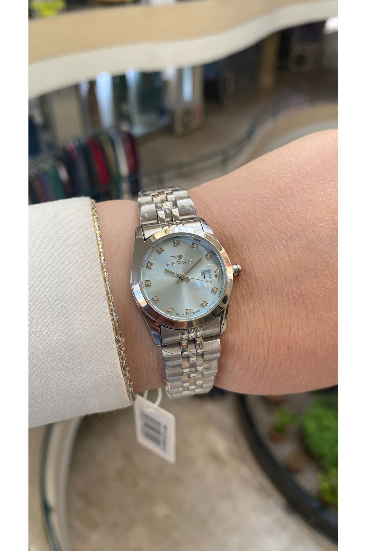 FERRO Quartz Çelik Gri Turkuaz Kadran 30 mm Kadın Kol Saati