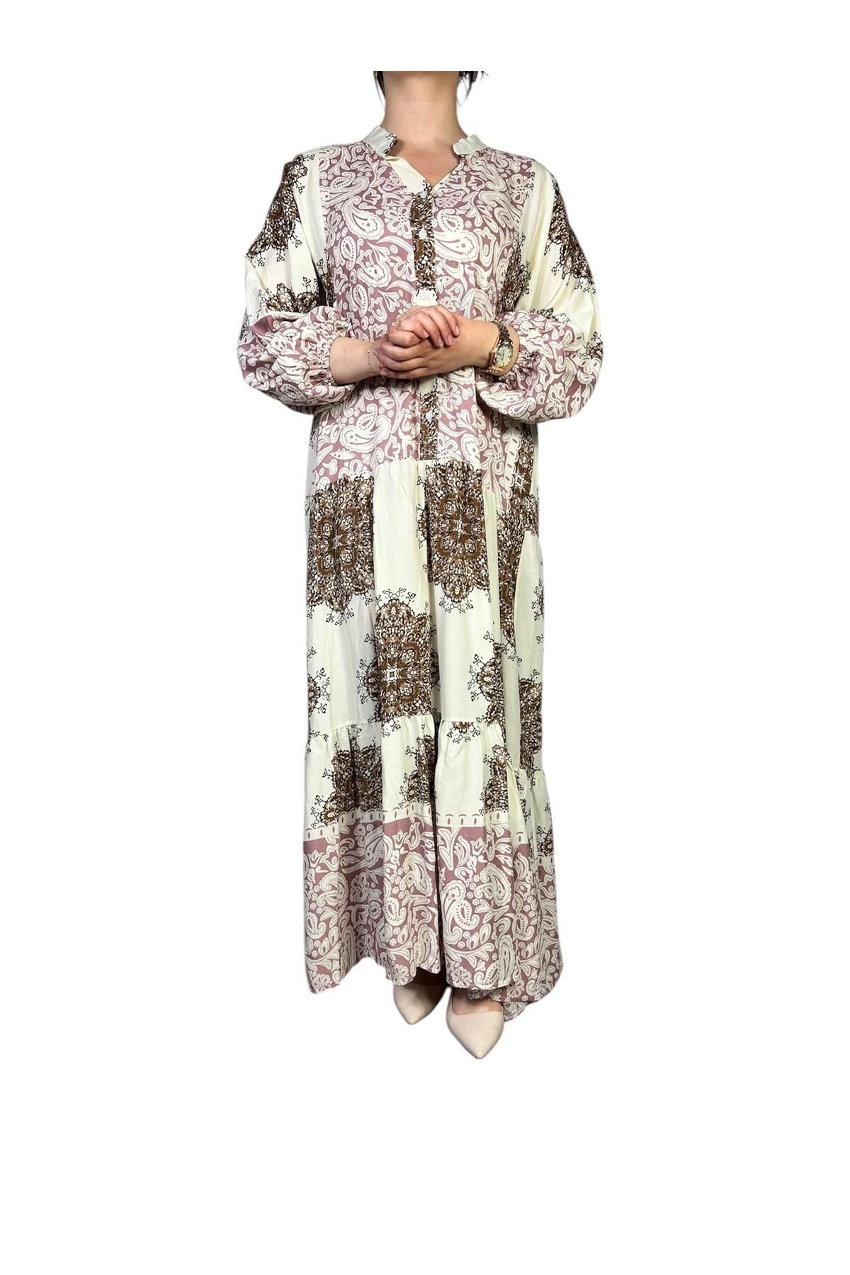 ELSİ Batik Desenli Viskon Elbise
