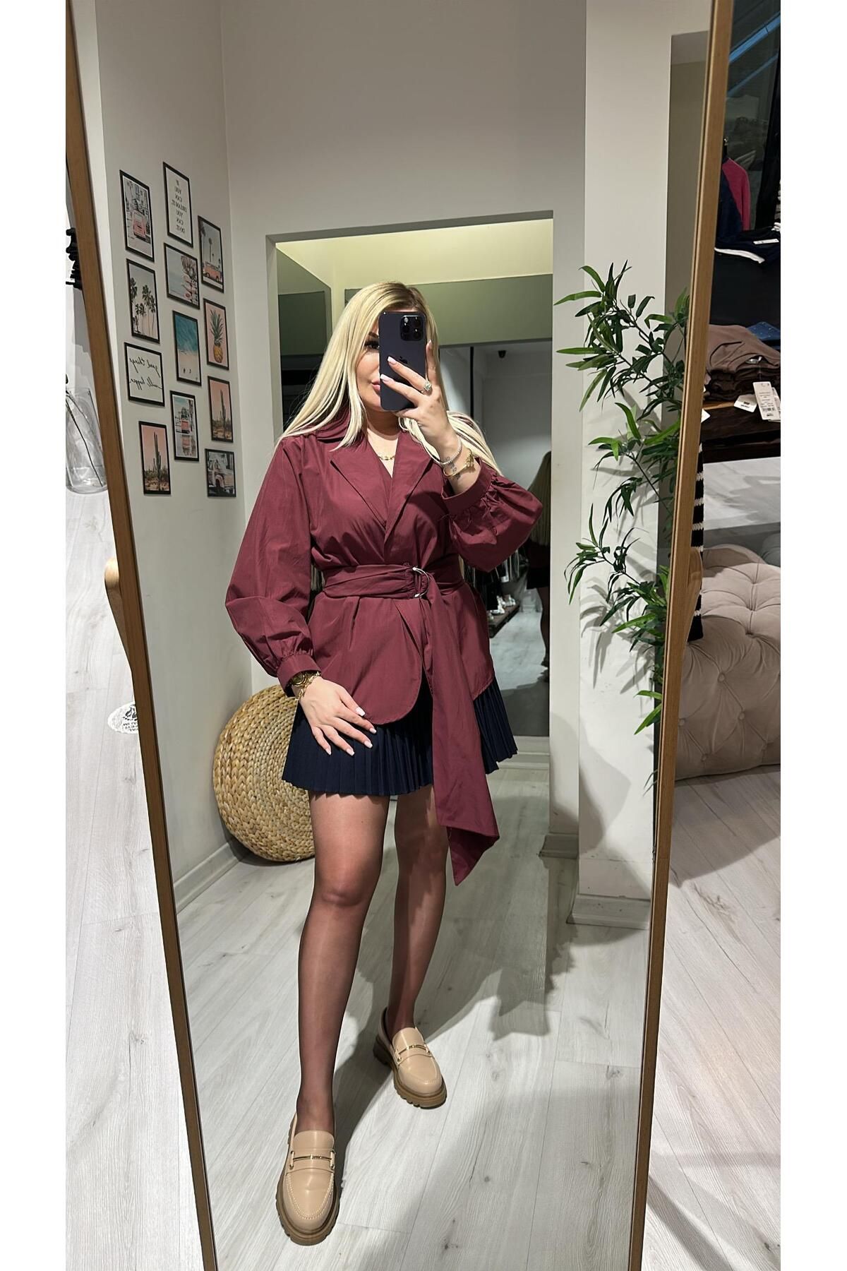 Acar Boutique Tasarım Kuşaklı Gömlek