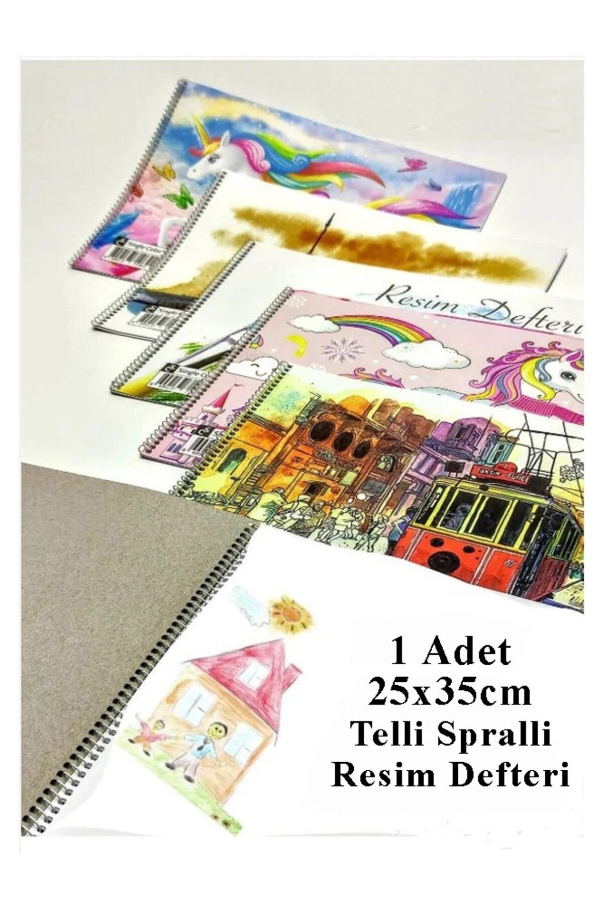 Artlantis Resim Defteri 15 Yaprak 25x35 cm 1 Adet Spiralli Orta Boy Telli Resim Defteri Karton Kapak 110 gr Öğ