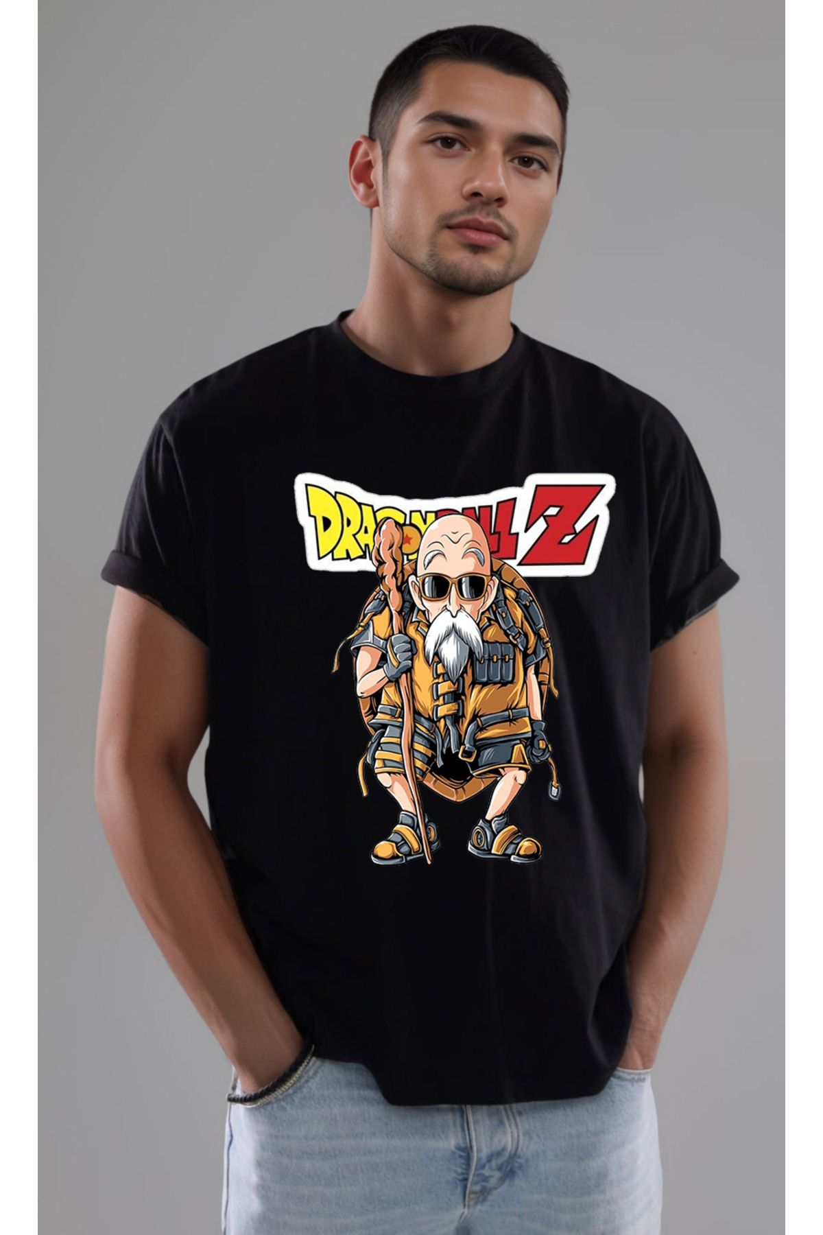 petite pati Dragon Ball Master Roshi Baskılı Unisex Tshirt