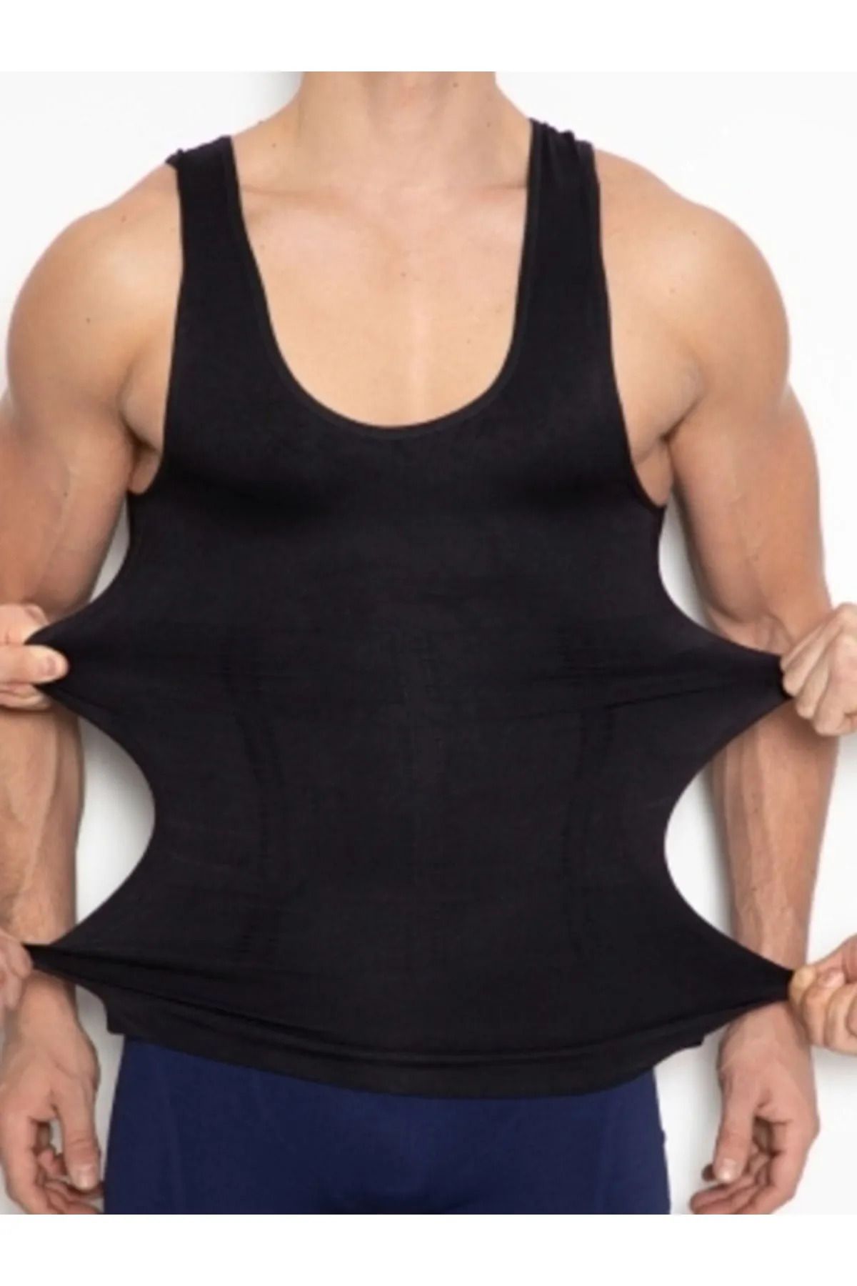 MYS GRUP TEKSTİL Erkek Siyah Slim' N Lift Beden İnceltici Korse Atlet / 6012