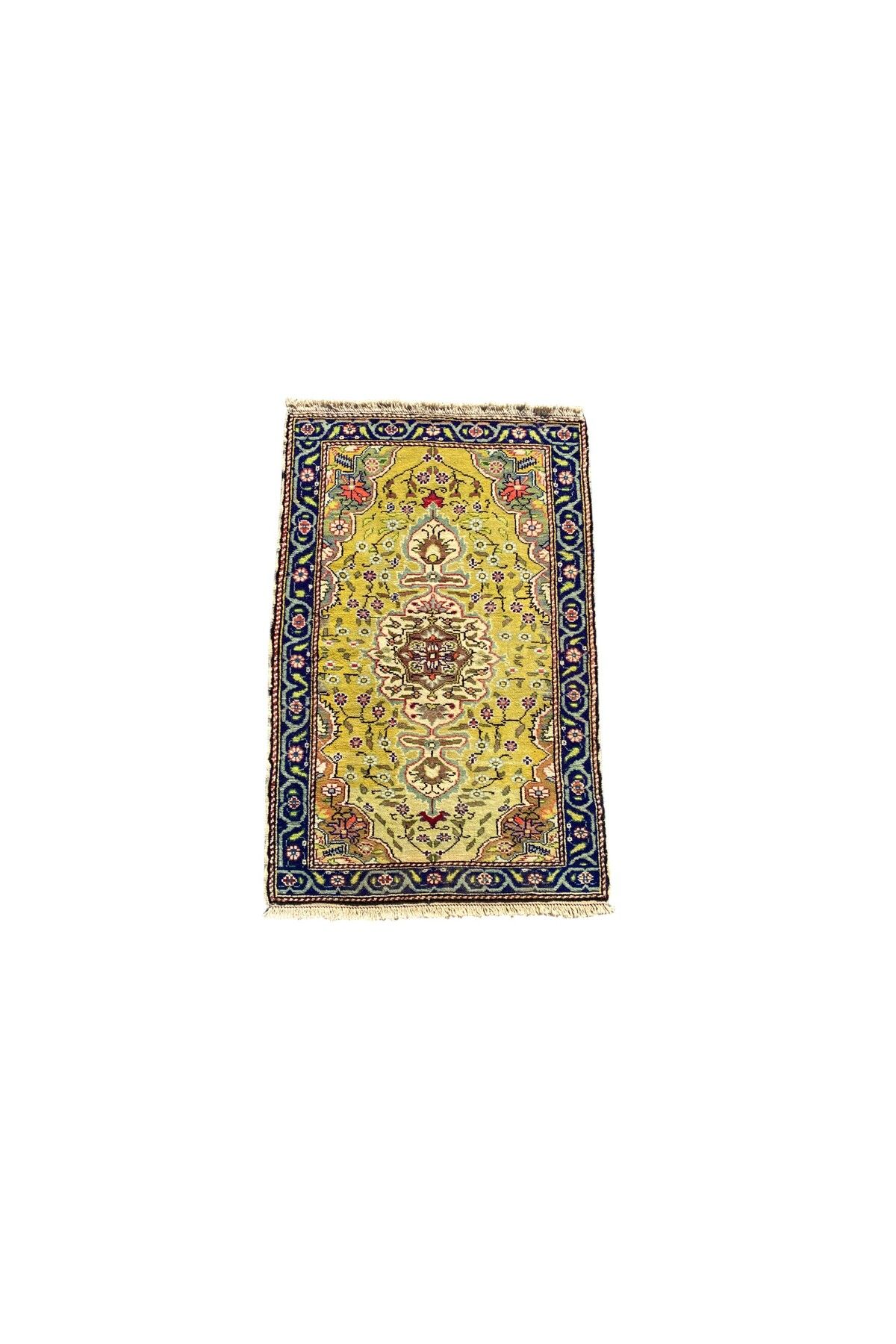BURAK HALI El Dokuma Eskitme Bünyan Halısı 60x95 Yeşil Eskitme Küçük Halı