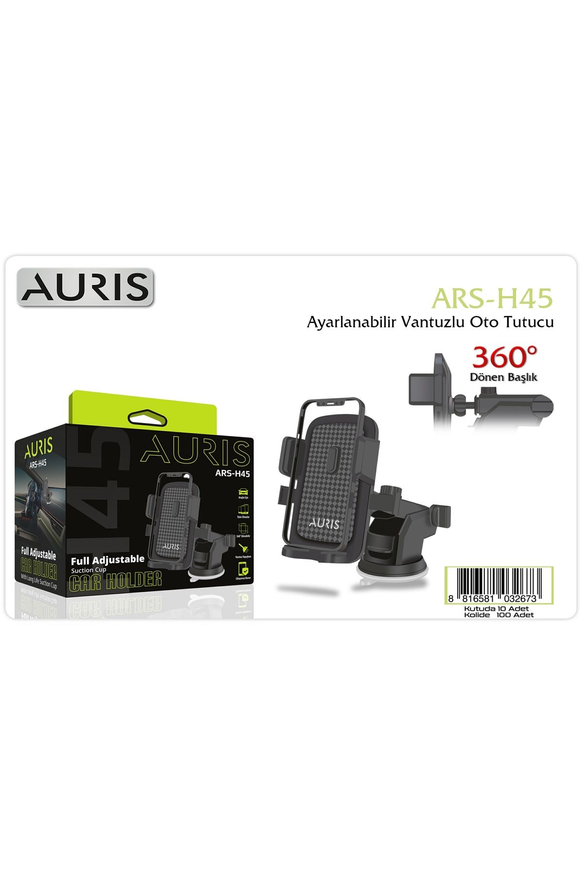 Auris H45 Ayarlanabilir Vantuzlu Araç İçi Telefon Tutucu