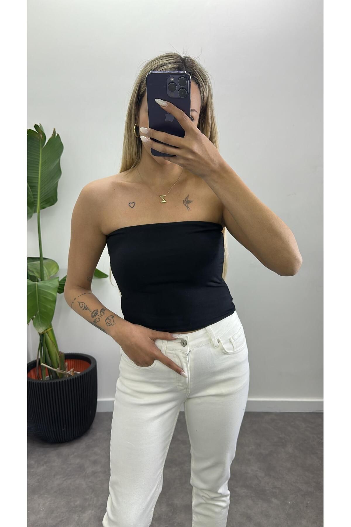Acar Boutique Straplez Penye Bluz