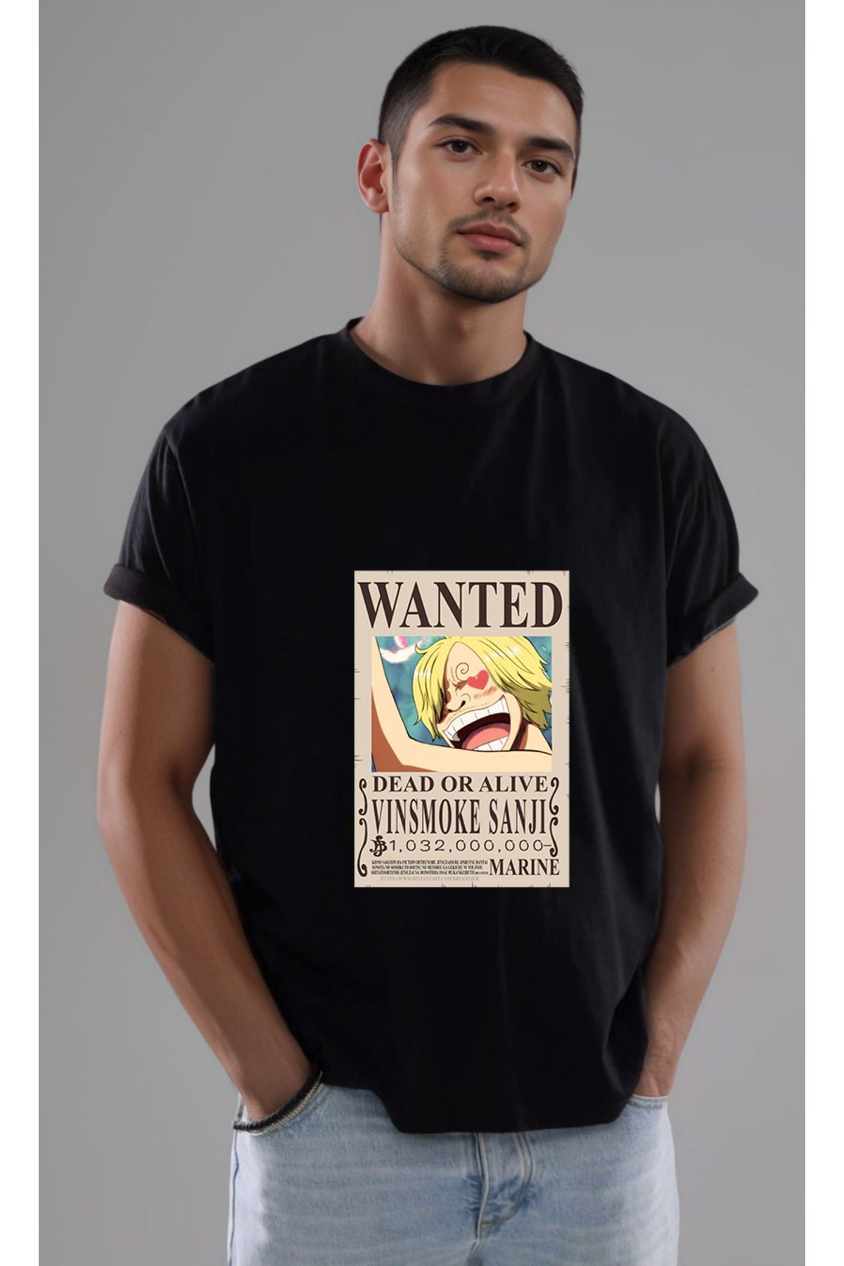 petite pati One Piece Wanted Sanji Baskılı Unisex Tshirt