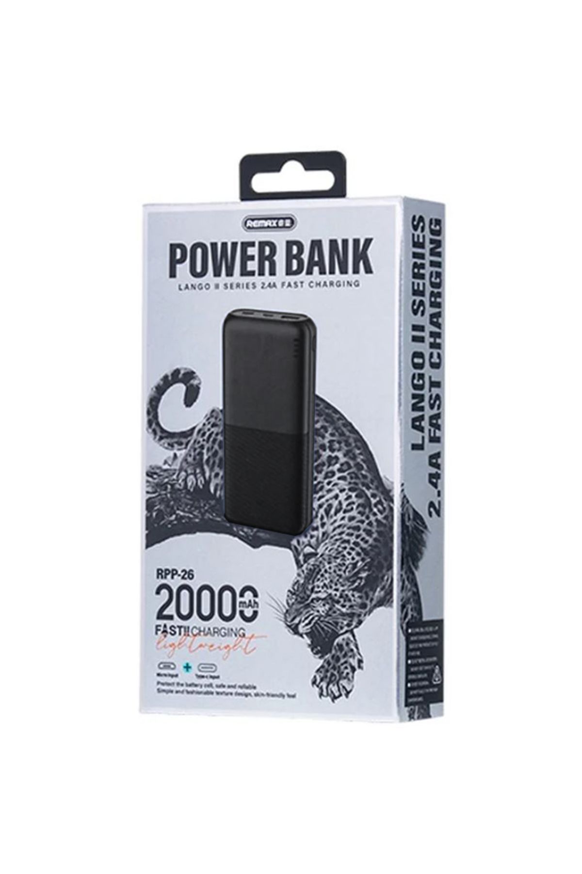 REDz Accessories-Baterie externă 20.000 mAh, Remax Rpp-26, USB tip C MicroUSB, indicator LED, negru 7