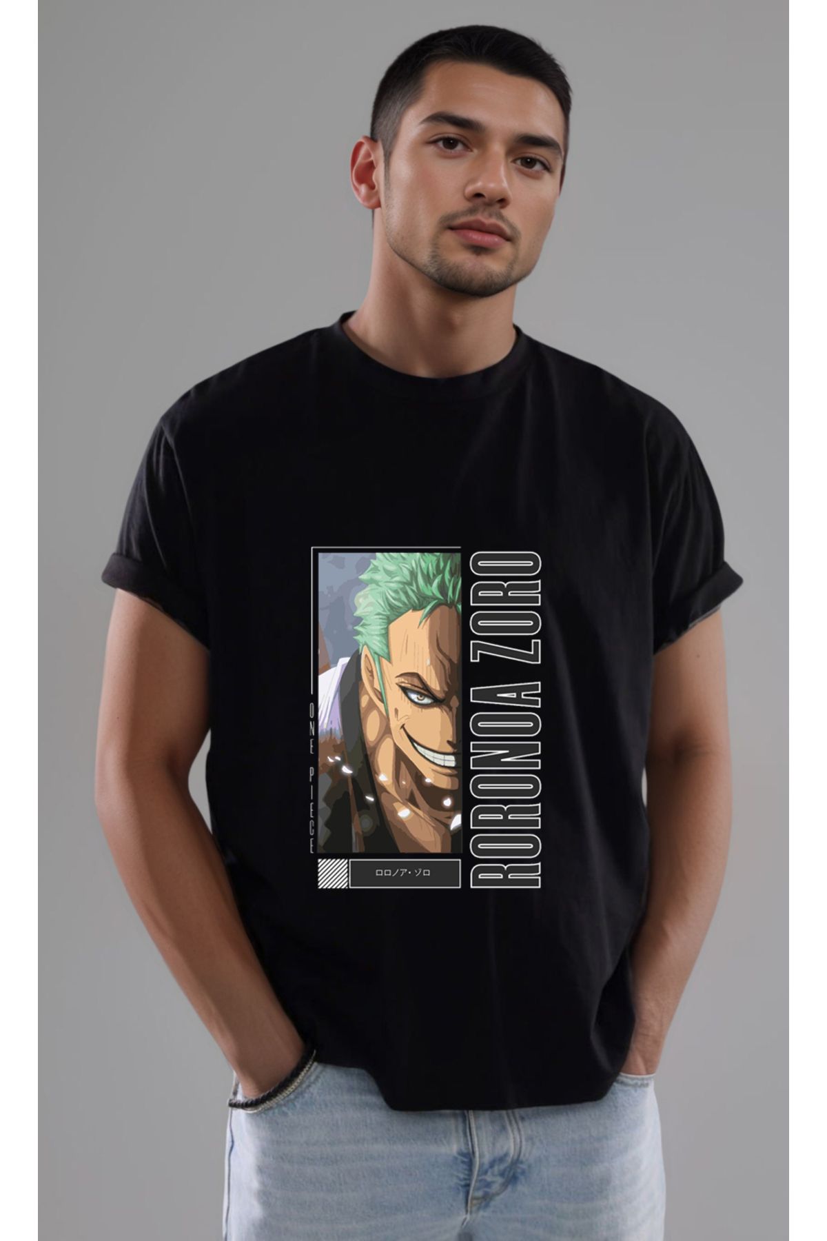 petite pati One Piece Zoro Baskılı Unisex Tshirt