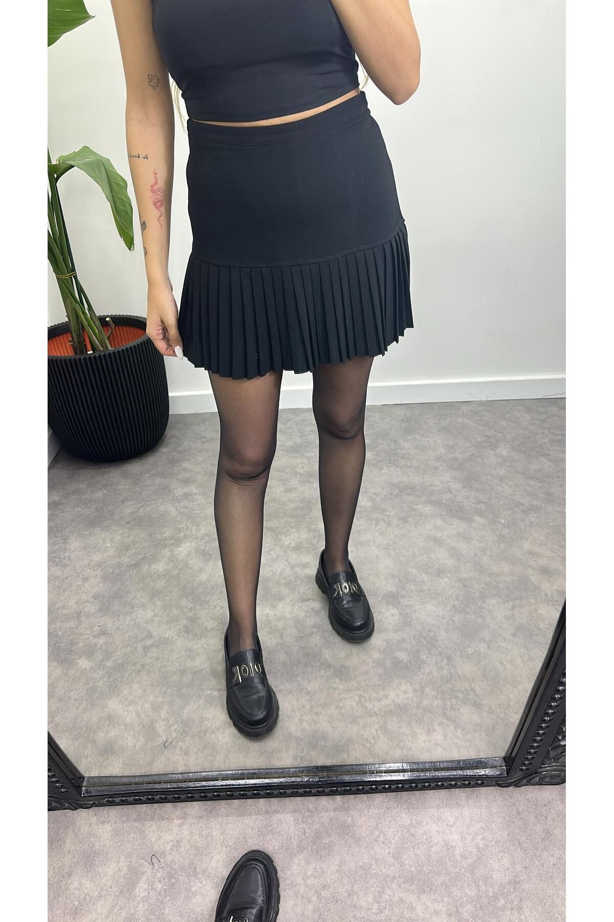 Acar Boutique Etek Ucu Pliseli Kumaş Etek