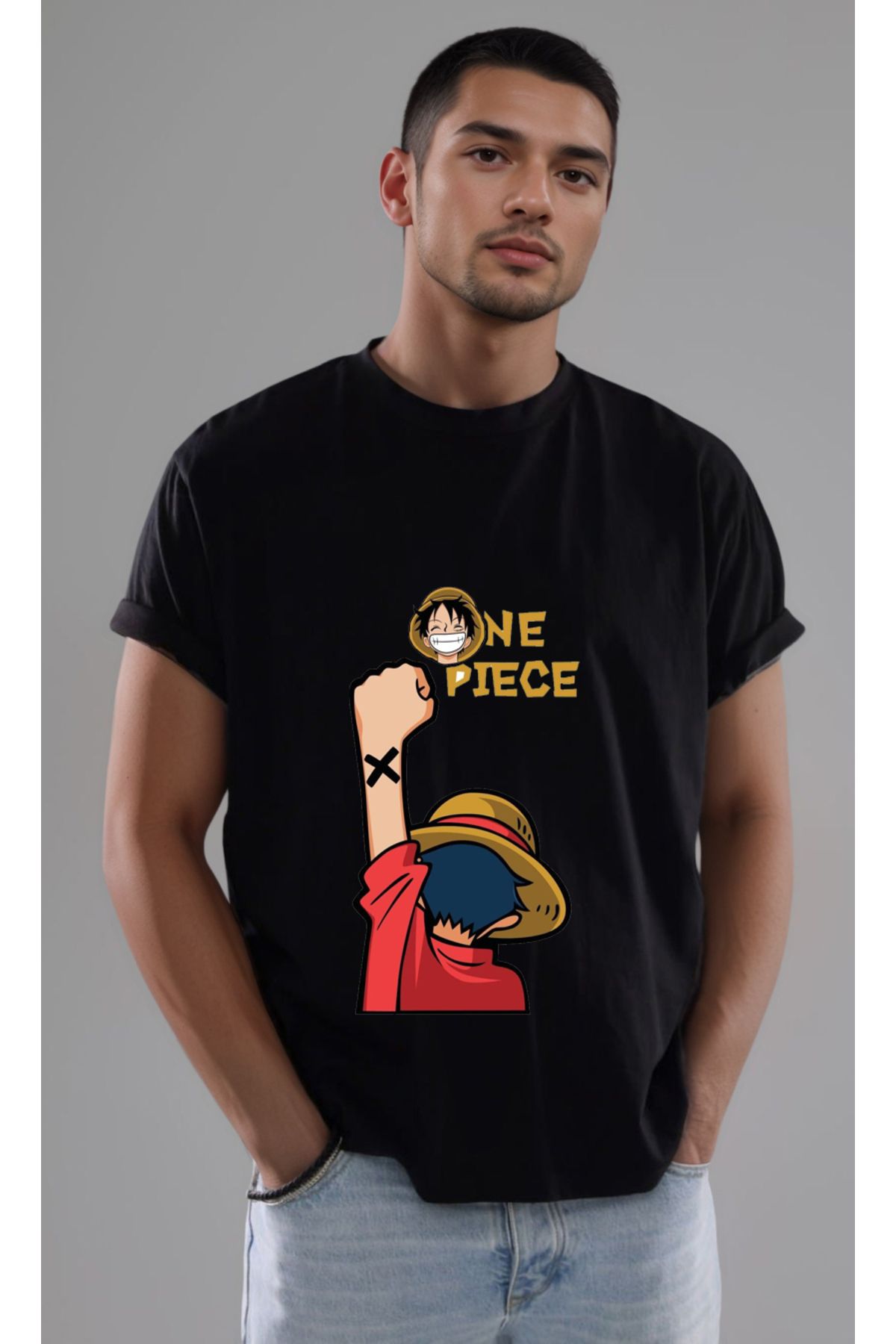 petite pati One Piece Luffy Baskılı Unisex Tshirt