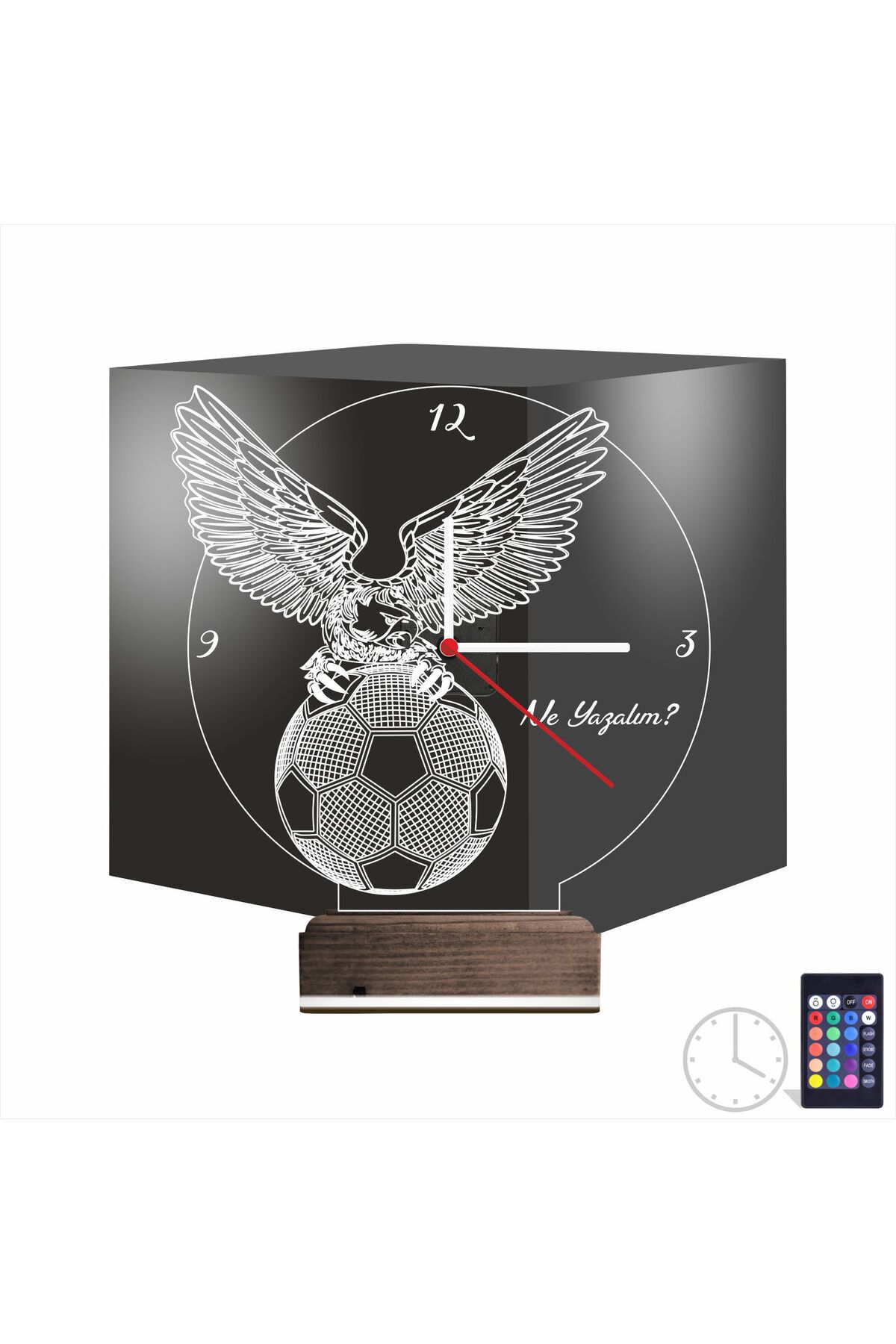 Kirppi 3d Saat Lamba Kartal Furtbol Taraftar Kişiye Özel Masa Gece Lambası