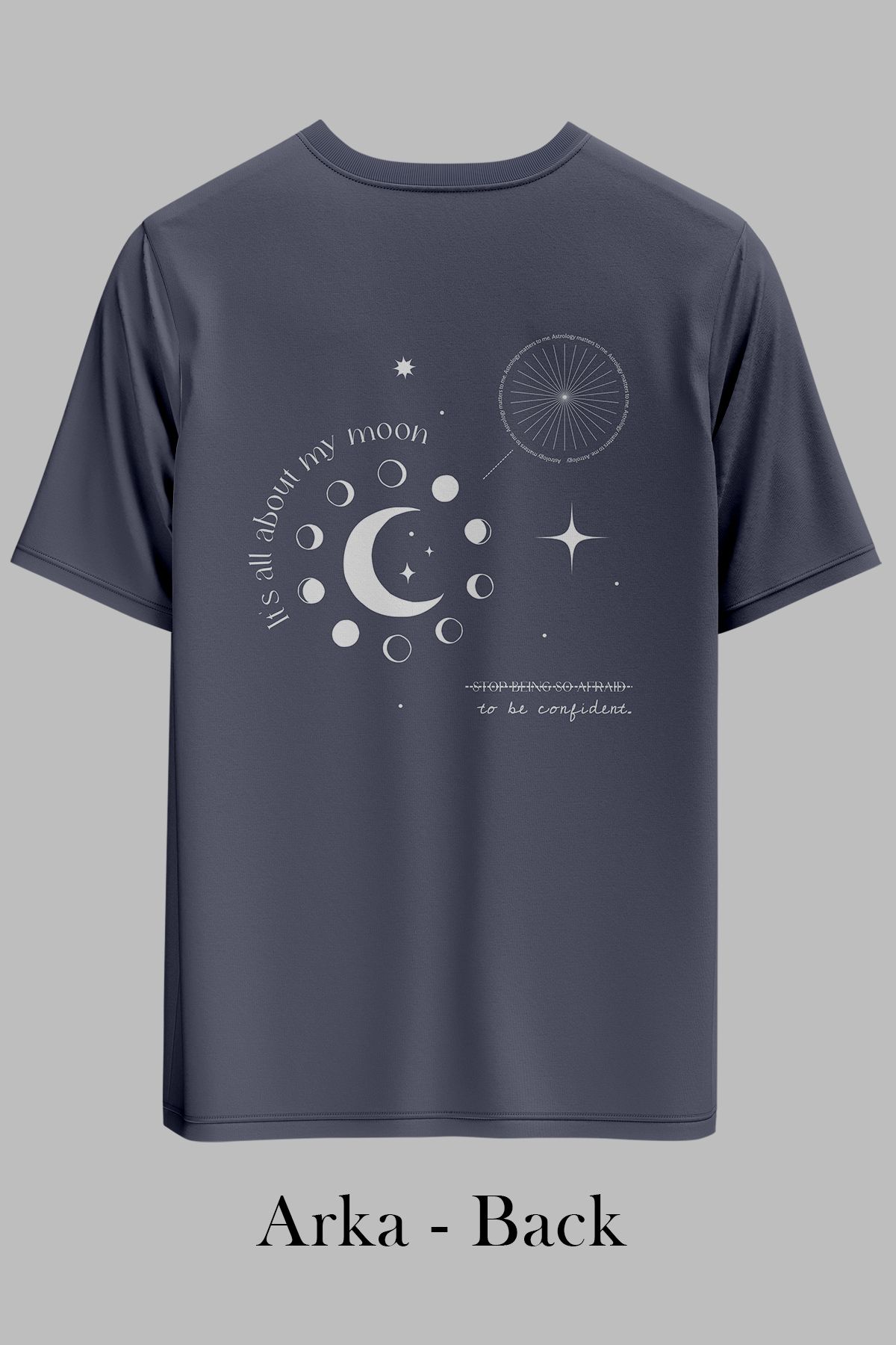 OXVİN MOON PHASES Sırt Baskılı OVERSİZE Unisex T-Shirt (BOL KALIP)