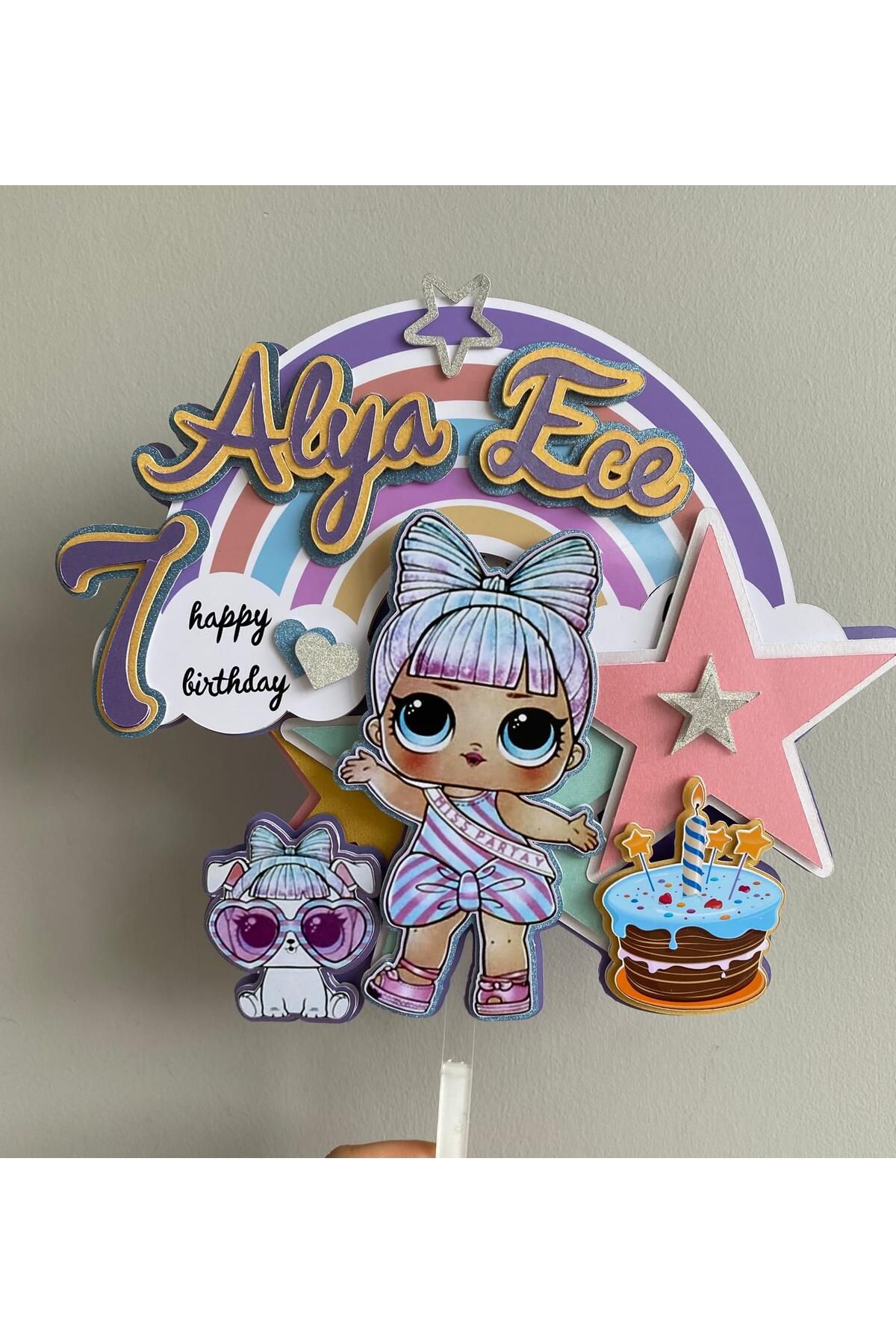 LOL Küçük Bebek Temalı 3D Cake Topper | Kişiye Özel Doğum Günü Pasta Süsü